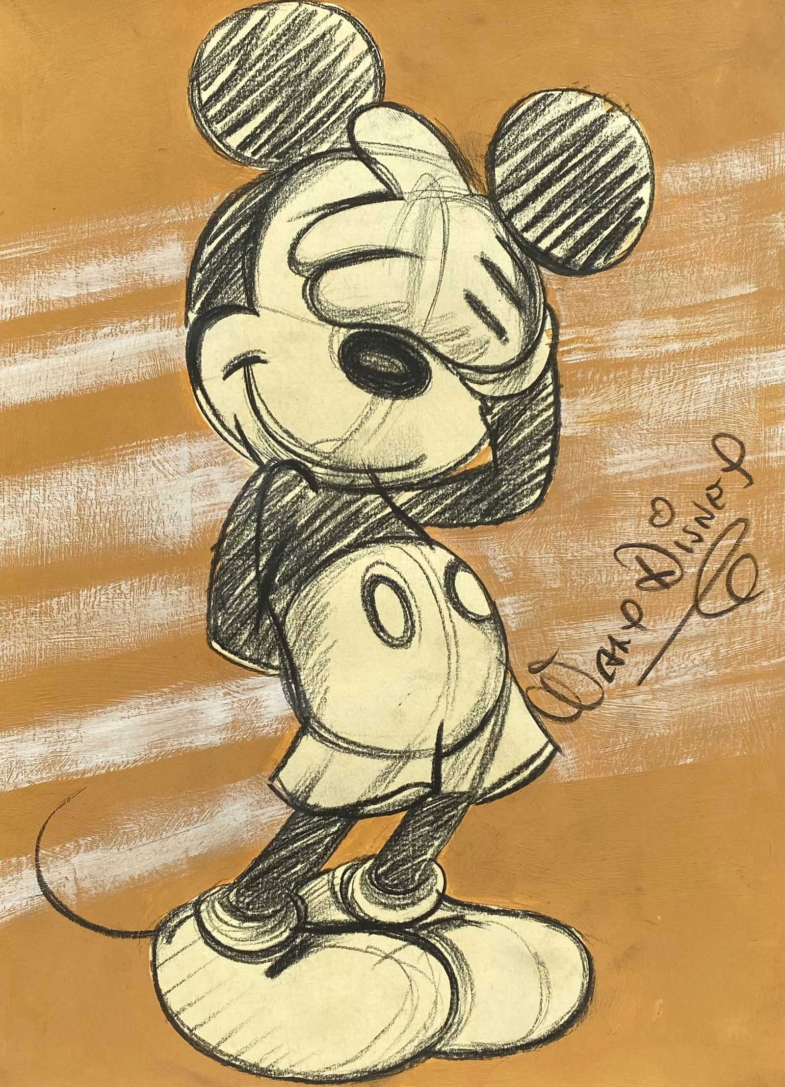 Walt Disney Hand Sketch of Mickey Mouse (style of) (1 of 2)