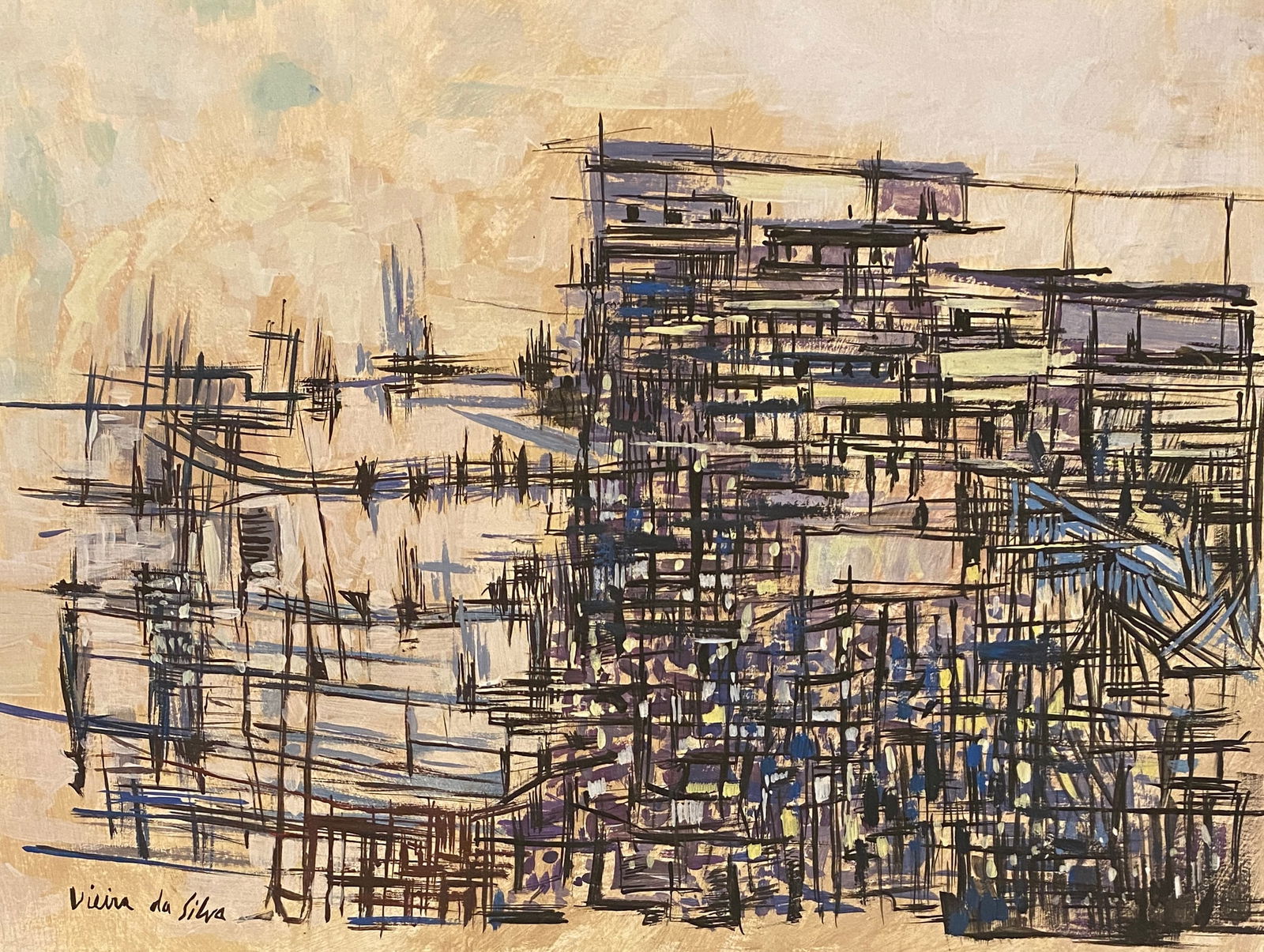 Maria Helena Vieira da Silva (Gouache on paper) Style Of (1 of 3)