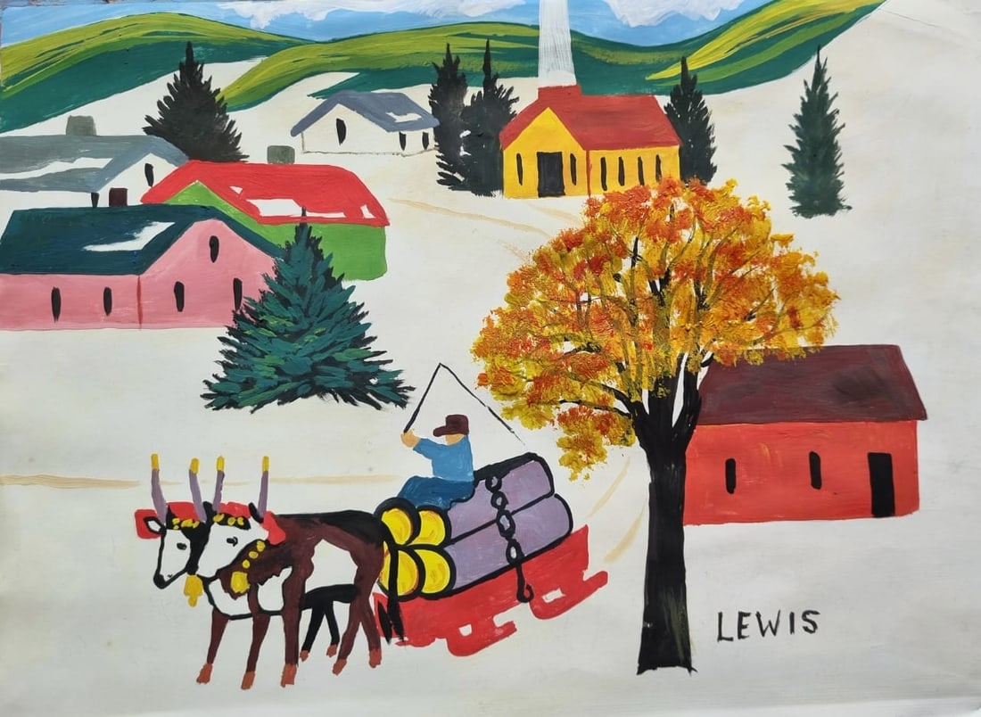 Maud Lewis (Canadian 1903-1970) Mixed media on Paper Style of: Maud Lewis (Canadian 1903-1970) Mixed media on Paper Style ofThis lot consists of a hand painted Mixed Media on paper in the style of the painter Maud Lewis.Maud Lewis, born Maud Dowley, was a Canadia