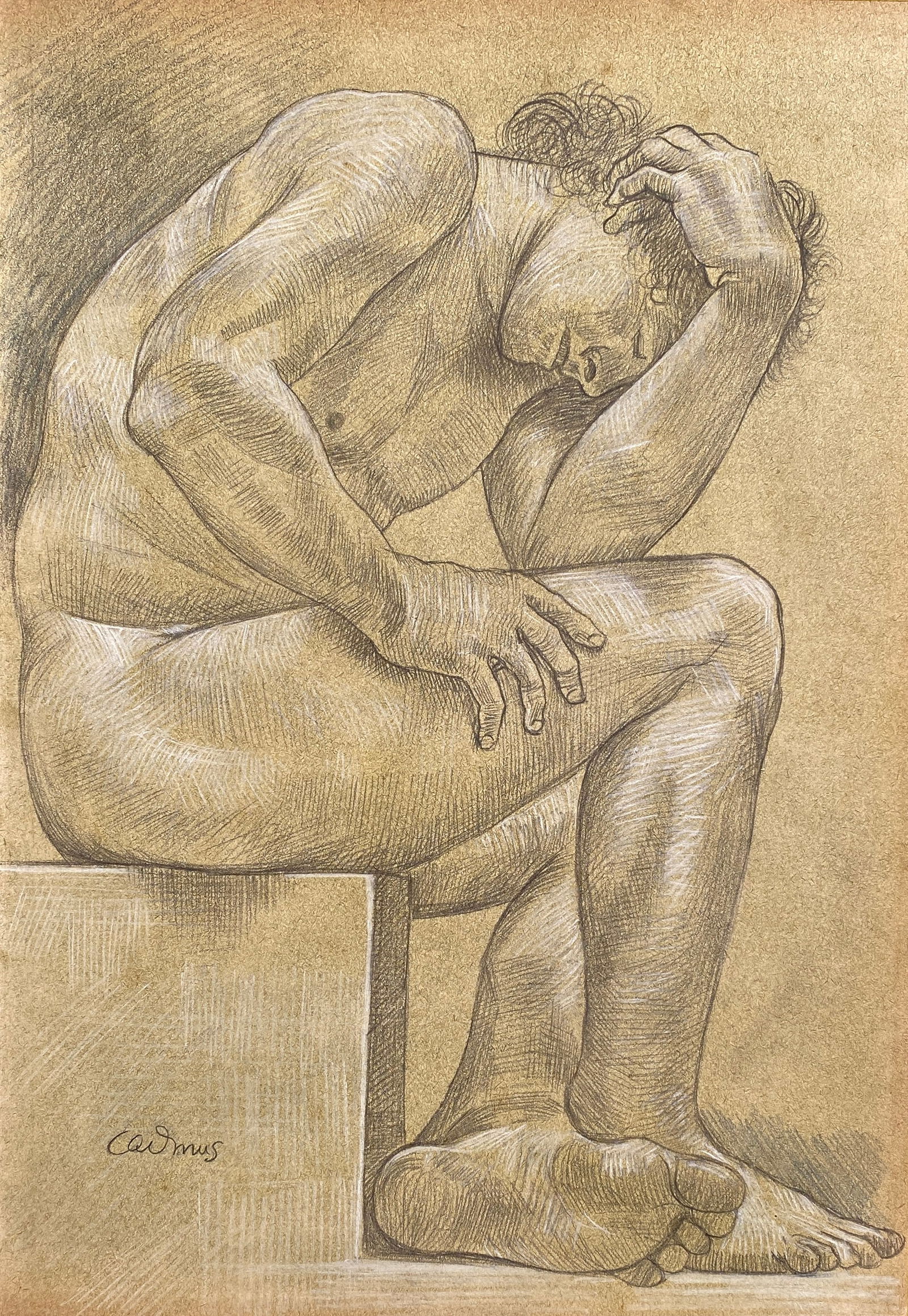 Paul Cadmus (American, 1904-1999) Drawing (Style Of): This lot consists of a hand Mixed Media on paper in the style of the painter Paul Cadmus. Paul Cadmus was an American painter, known for his paintings and drawings of male nudes. His work combines ele