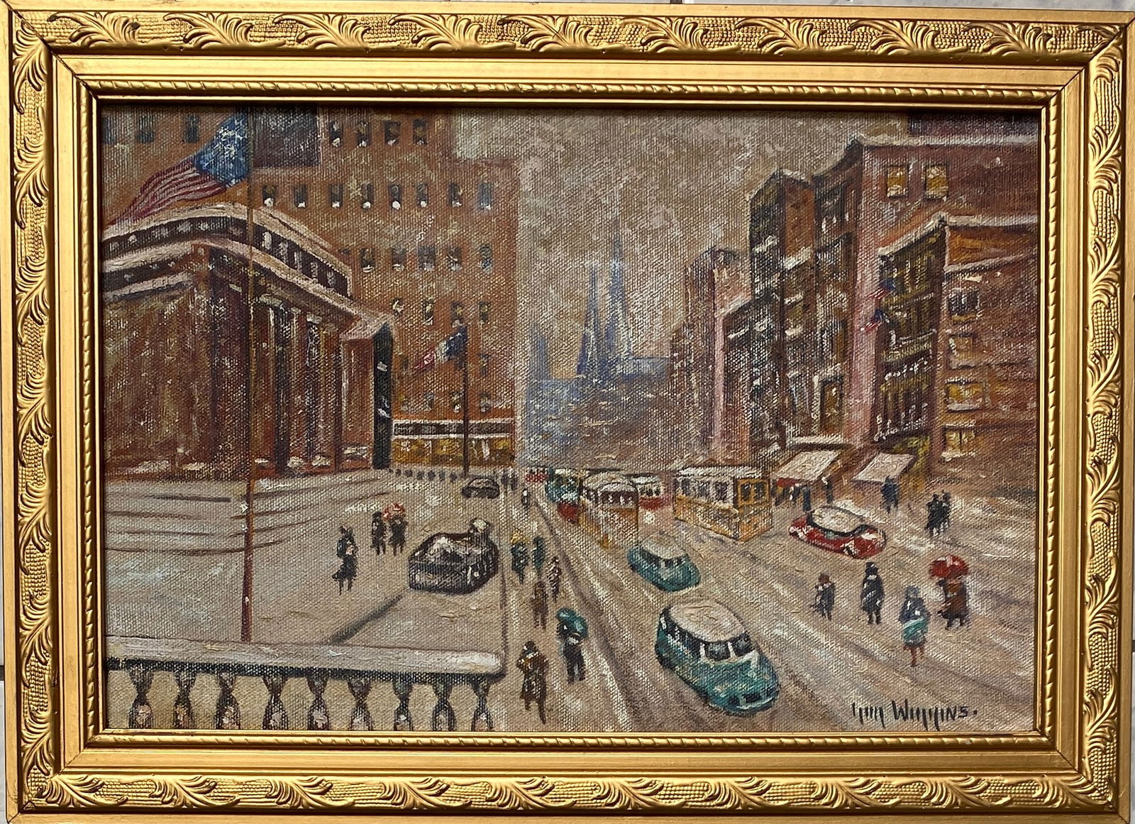 GUY WIGGINS (AMERICAN 1883-1962) OIL PAINTING ON PANEL Style Of (1 of 4)