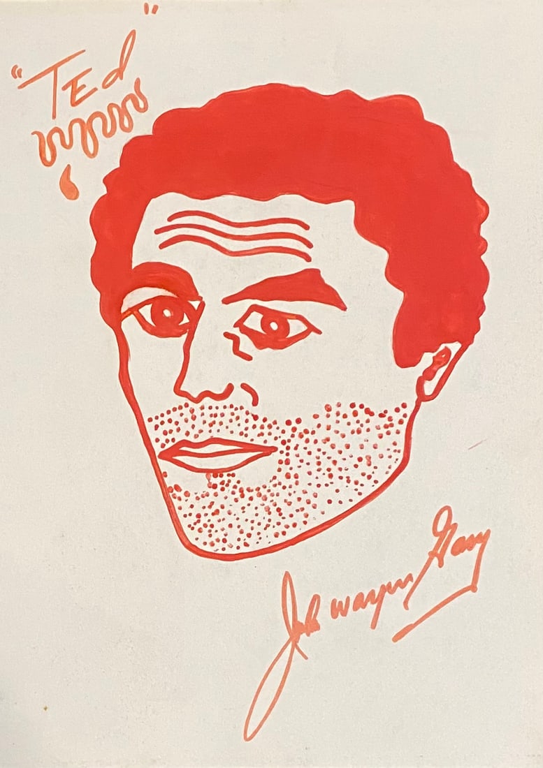 JOHN WAYNE GACY MIXED MEDIA ON PAPER - STYLE OF (1 of 3)