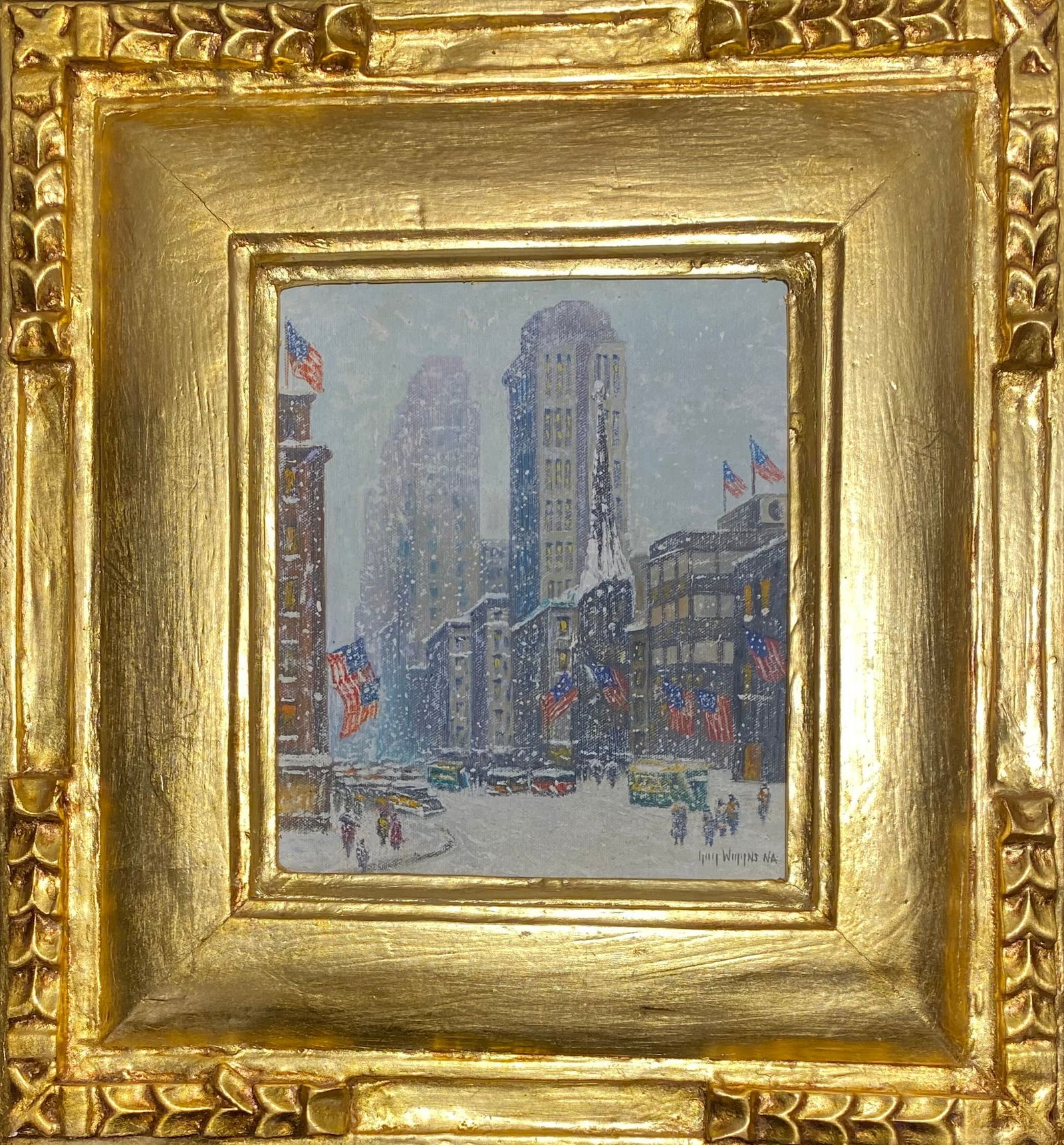 GUY WIGGINS (AMERICAN 1883-1962) OIL ON CANVAS BOARD STYLE OF (1 of 4)