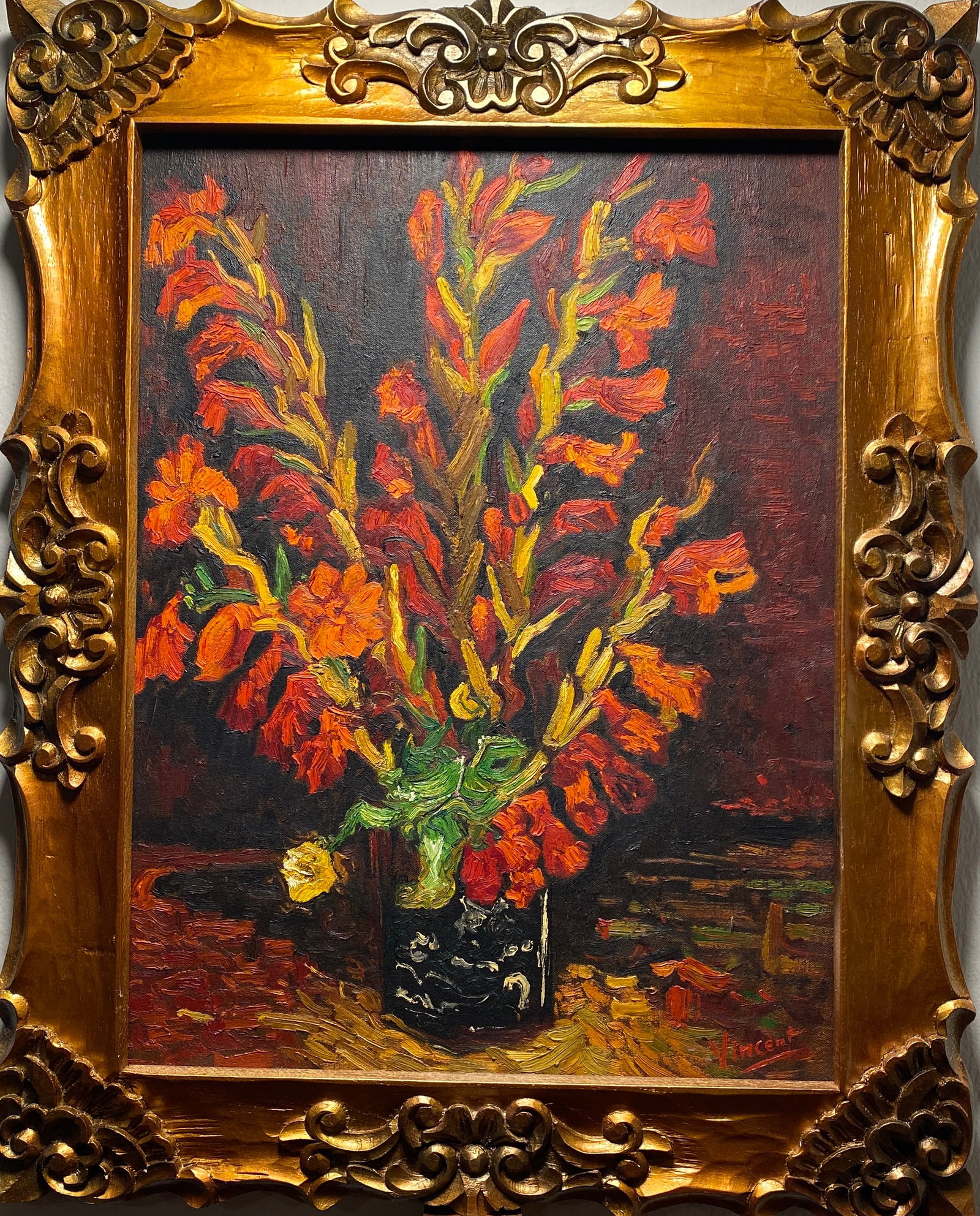 Vincent Van Gogh Dutch 1853-1890 Oil painting on Canvas in the style of.: This lot consists of a hand painted oil Painting on Canvas in the style of the painter Vincent Van Gogh. Vincent Willem van Gogh was a Dutch painter, one of the main exponents of Post-Impressionism. H