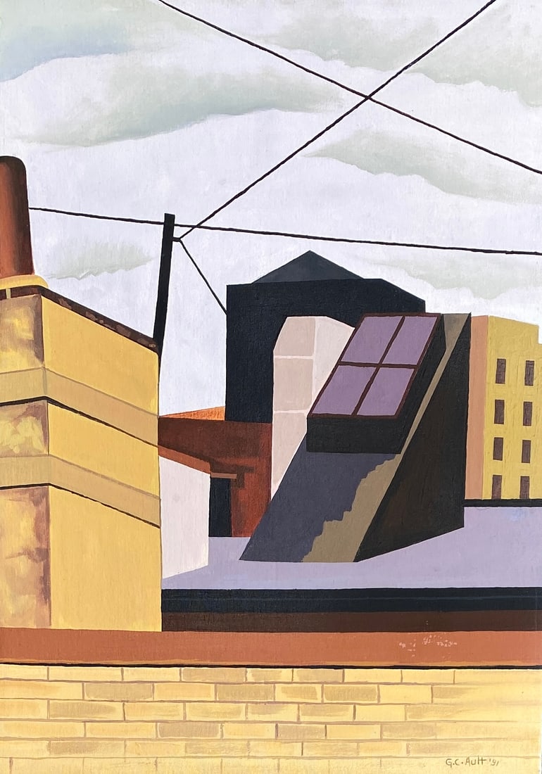George Copeland Ault(American, 1891-1948) (Style Of): This lot consists of a hand painted Oil on Canvas in the style of the painter George Copeland.George Copeland was an American classical pianist known primarily for his relationship with the French com