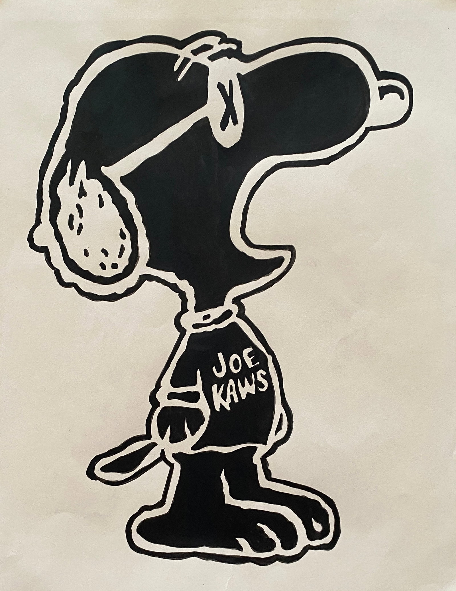 Kaws (Ink on Paper Painting) Style Of: This lot consists of a hand painted ink on paper in the style of the painter Kaws.Brian Donnelly, known professionally as KAWS, is a limited edition canvas artist and designer. Image Size: 10 3/4 by 8