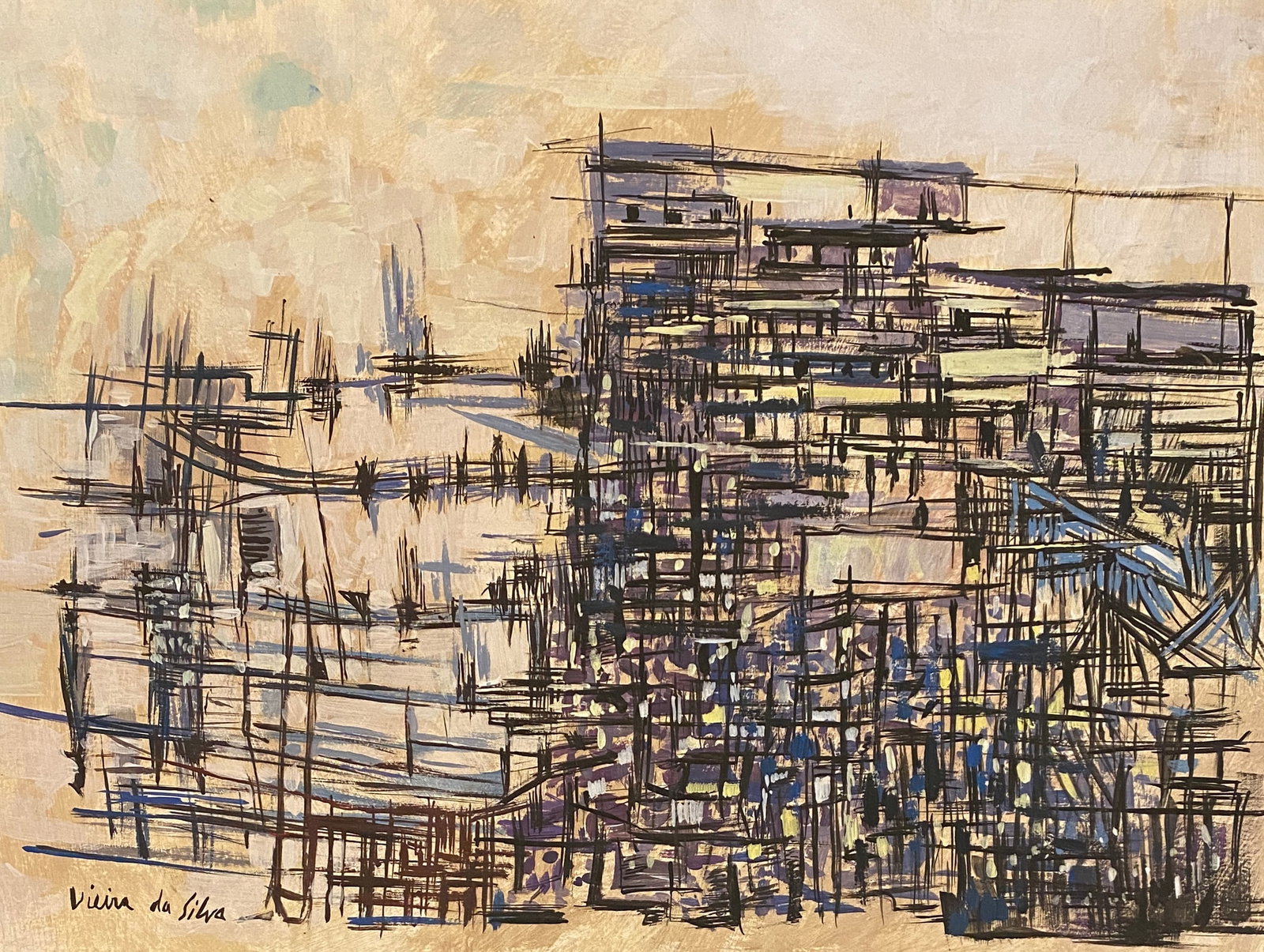 Maria Helena Vieira da Silva (Gouache on paper) Style Of (1 of 3)