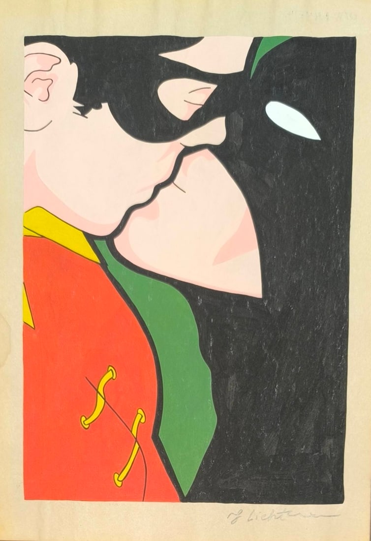 Roy Lichtenstein New York Style Of: This lot consists of a hand painted drawing on paper in the style of the painter Roy Fox Lichtenstein.Roy Fox Lichtenstein was an American pop art painter, graphic artist, and sculptor, best known for