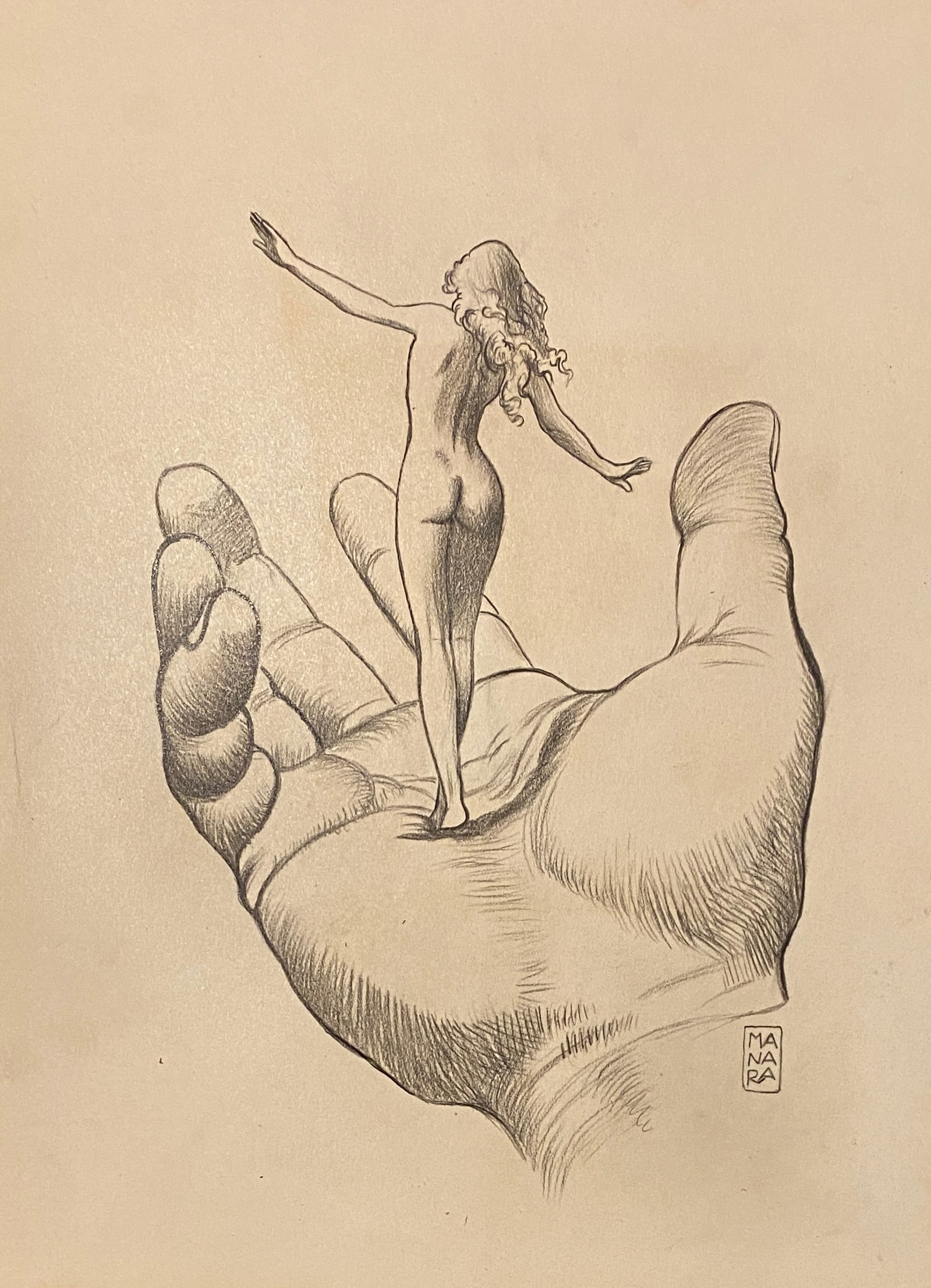 Milo Manara Ink and pencil On Paper (Style Of): This lot consists of a hand painted Ink and pencil on paper in the style of the painter Milo Manara.Milo Manara is an Italian cartoonist, considered the undisputed master of erotic comics, thanks to w