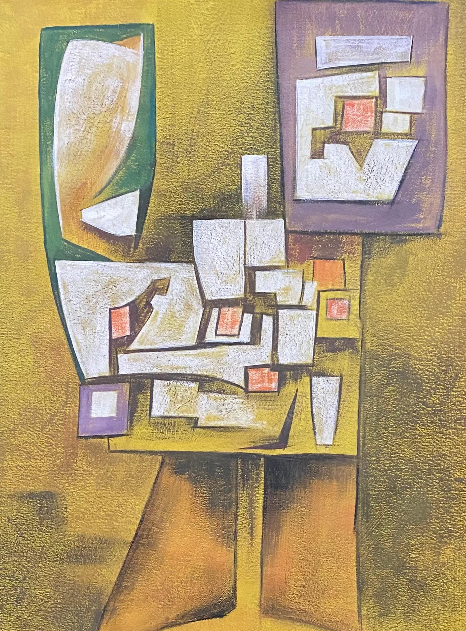 Gunther Geizso Gouache (Style Of): This lot consists of a hand painted Gouache on paper in the style of the painter Gunther Geizso. Gunther Gerzso Wendland was a Mexican plastic artist of Hungarian-German descent who stood out as a pai