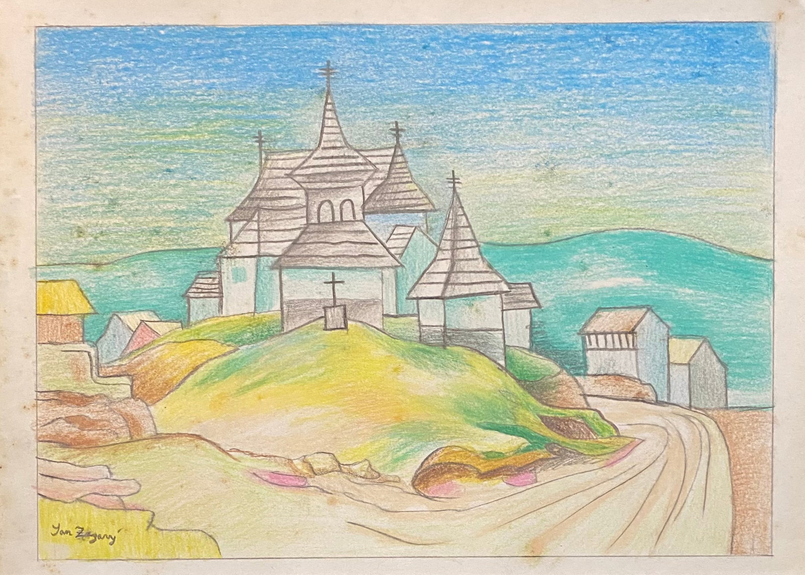Jan Zrzavy Czech, French 1890 - 1977 (Style of): This lot consists of a hand painted Drawing on paper in the style of the painter Jan Zrzavy Czech. A Czech artist, graphic illustrator, stage designer and writer. Jan Zrzavy was one of the leading rep