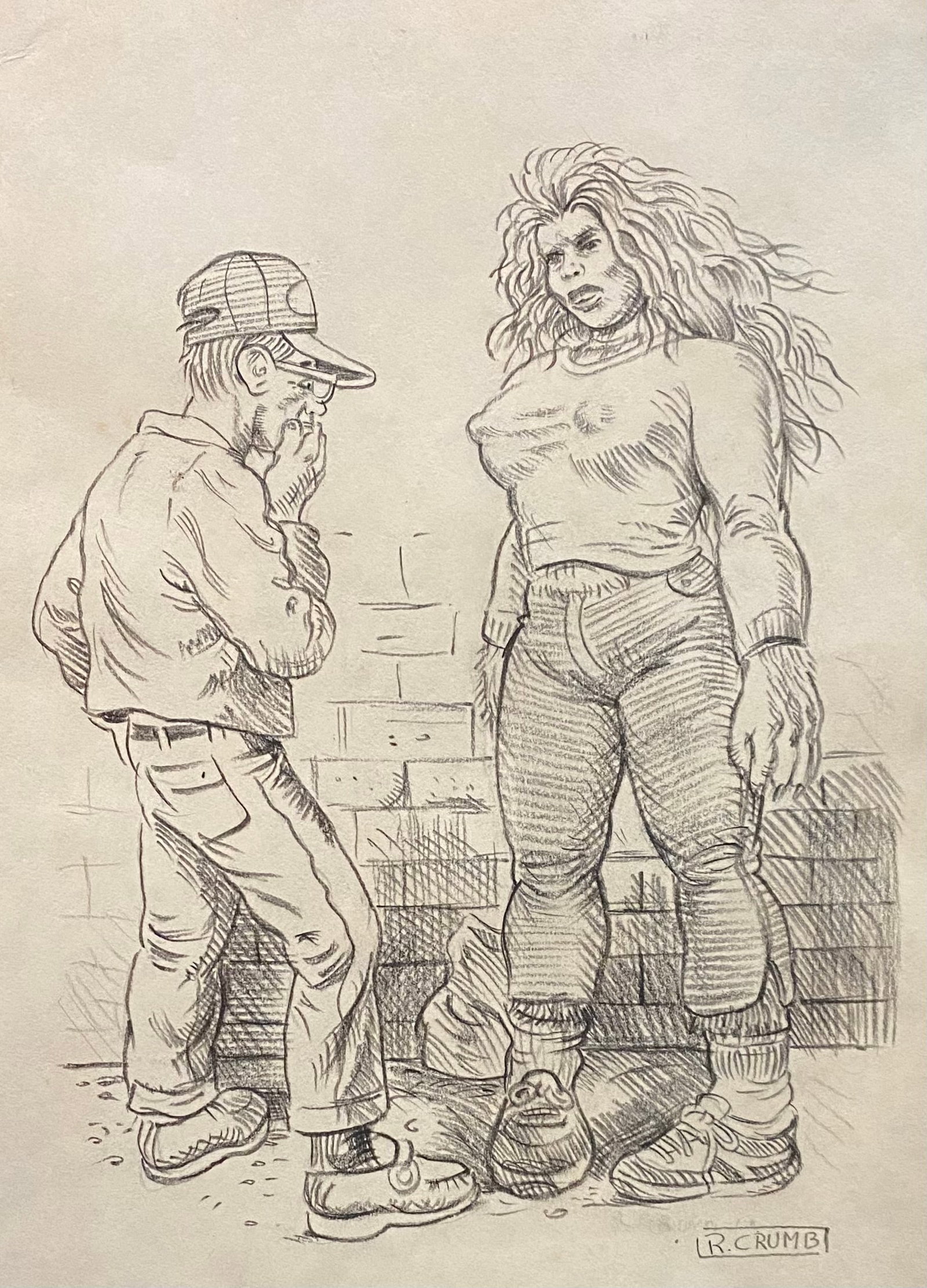 Robert Crumb Drawing (Style of): This lot consists of a hand painted Drawing on paper in the style of the painter Robert Crumb. Robert Crumb is an American cartoonist, illustrator and musician. He was one of the founders of undergrou
