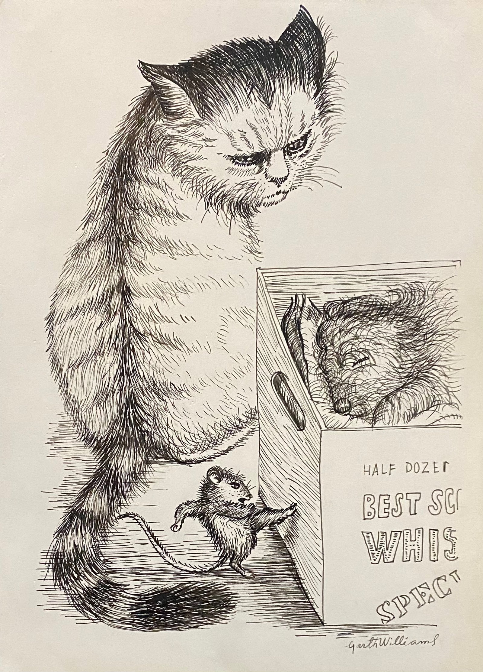 Garth Williams: Charlotte's Web. (American, 1912-1996) Style Of: This lot consists of a hand painted drawing ink on paper in the style of the painter Garth Williams.Garth Williams (1912–1996) illustrated all seven Cheste Grillo books and many other distinguished 