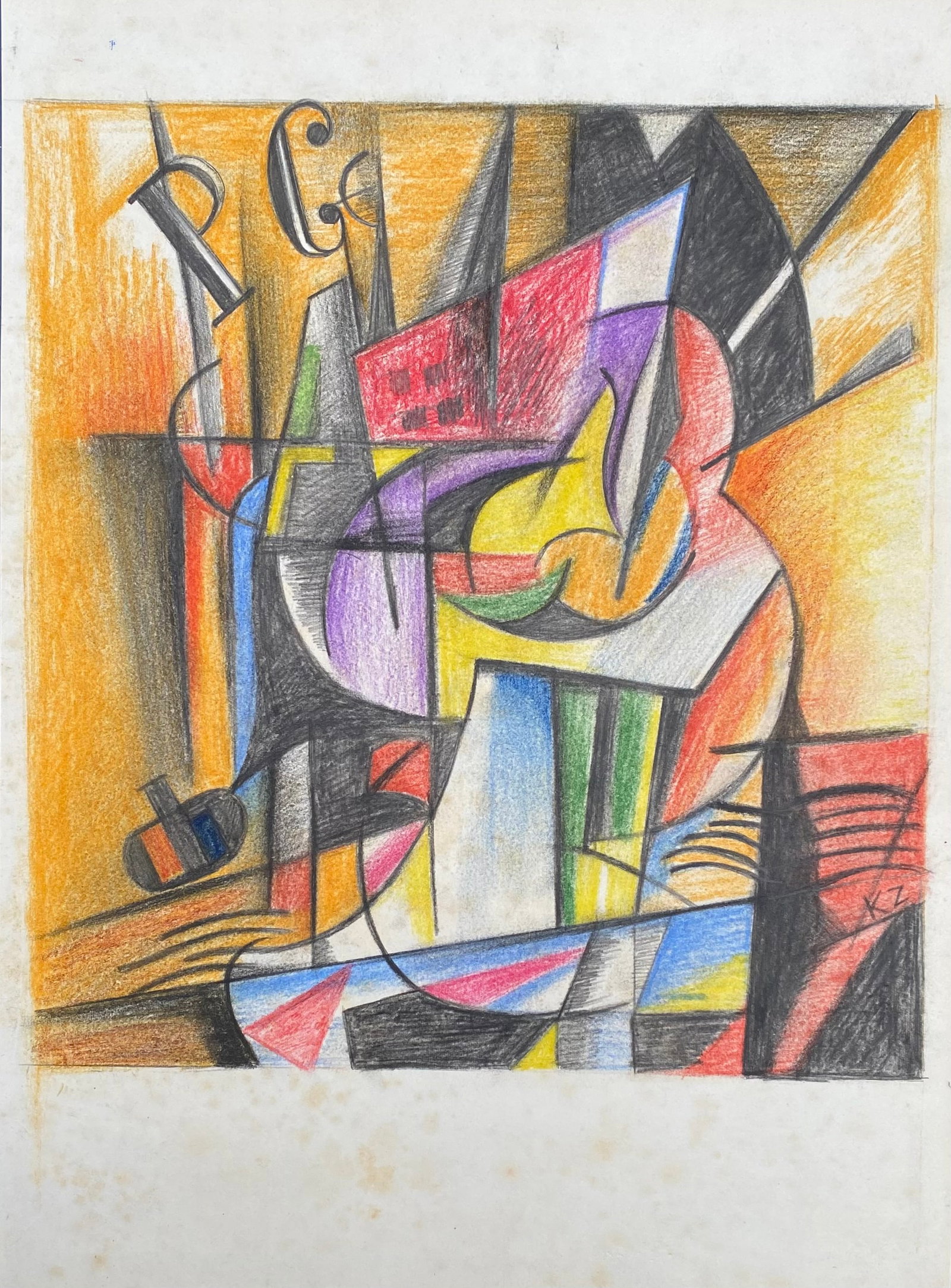 Kazimir Malevich crayon on paper Russian (Style Of) (1 of 4)