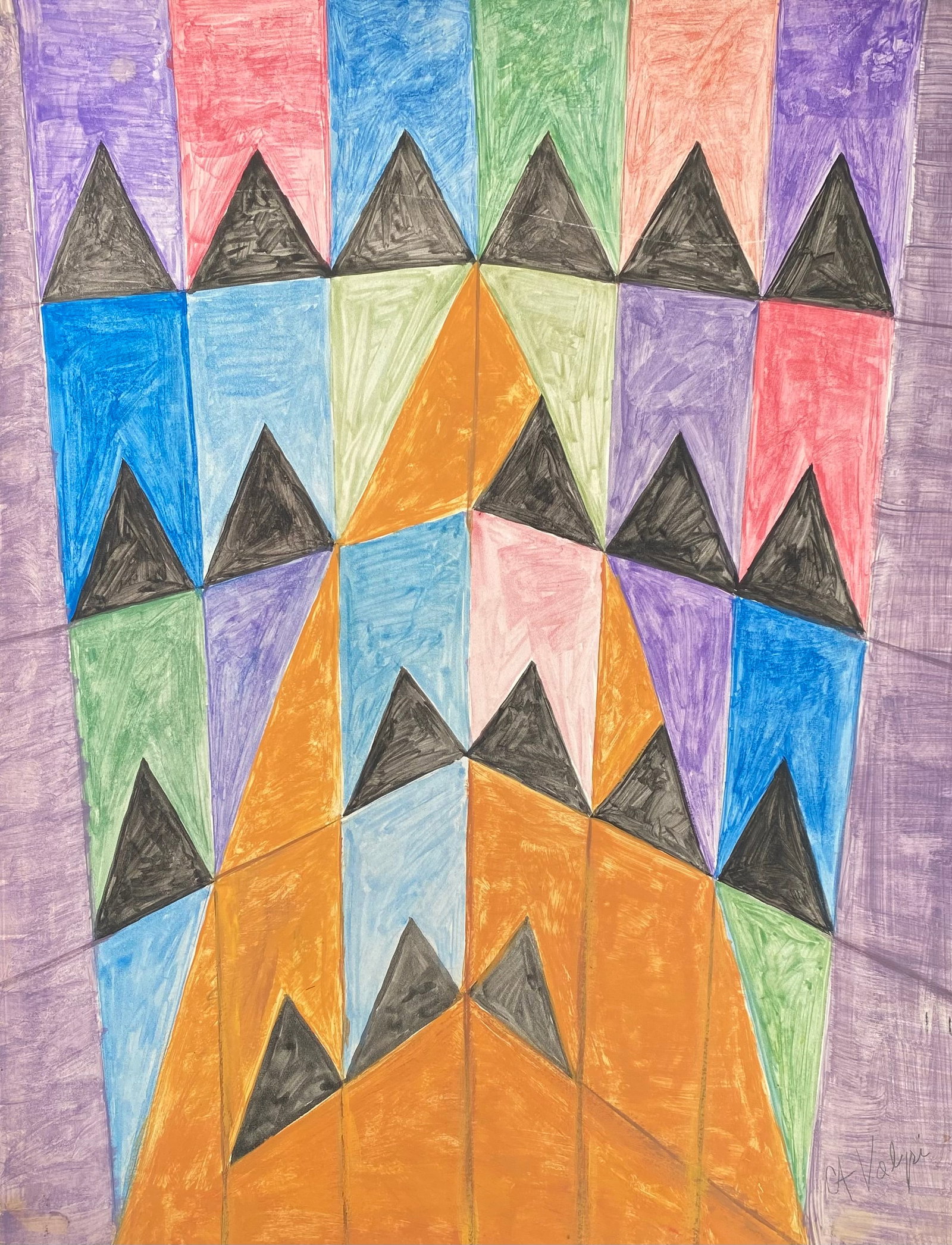 Alfredo Volpi Gouache on paper (Style Of): This lot consists of a hand painted Gouache on paper in the style of the painter Alfredo Volpi. Alfredo Volpi was an Italian-Brazilian painter considered by critics to be one of the most important art