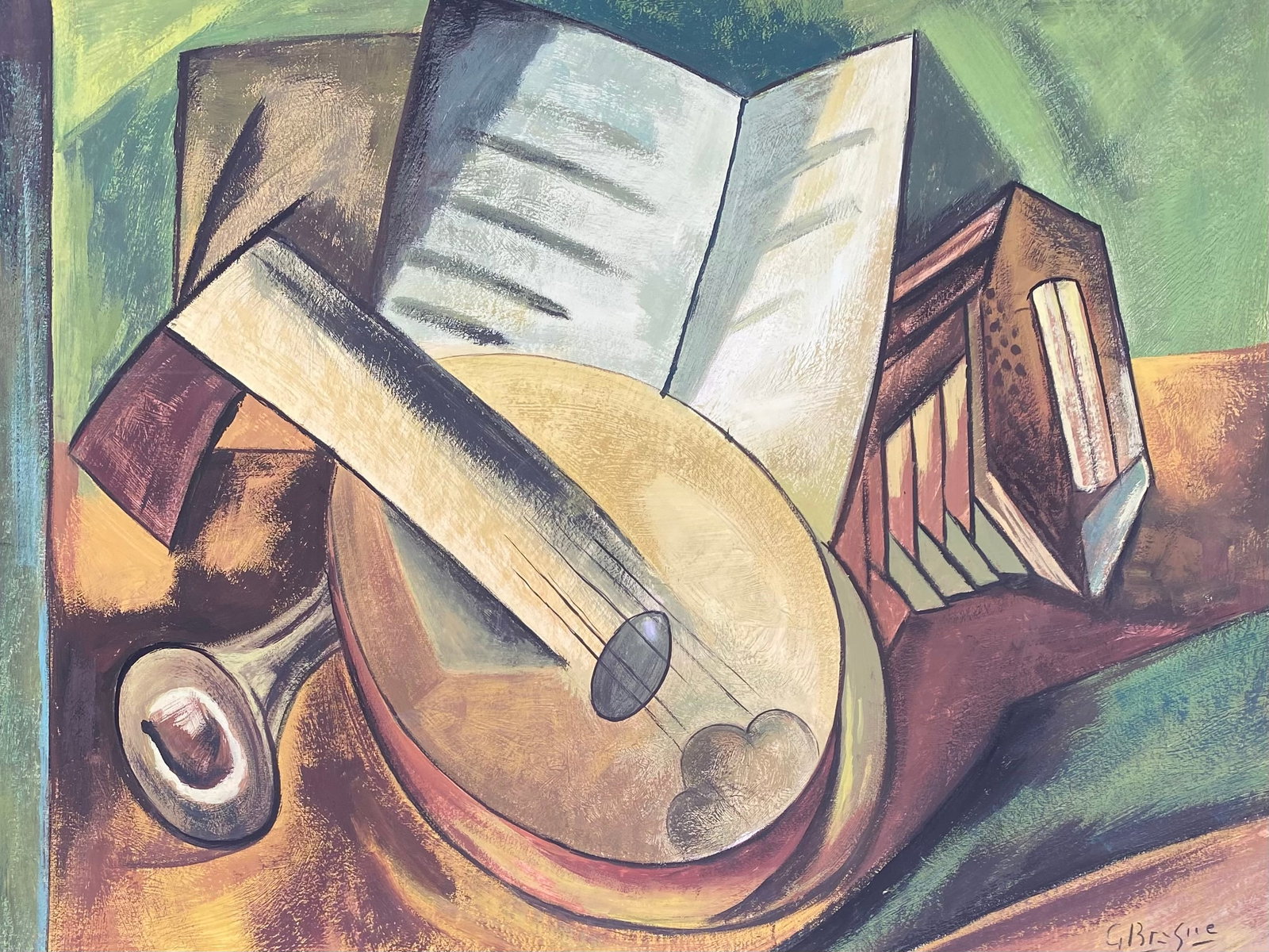 Georges Braque (French, 1882-1963) - Gouache on Paper (Style Of): This lot consists of a hand painted Gouache on paper in the style of the painter Georges Braque. Georges Braque (Argenteuil-sur-Seine, May 13, 1882 - Paris, August 31, 1963) was a French painter and s
