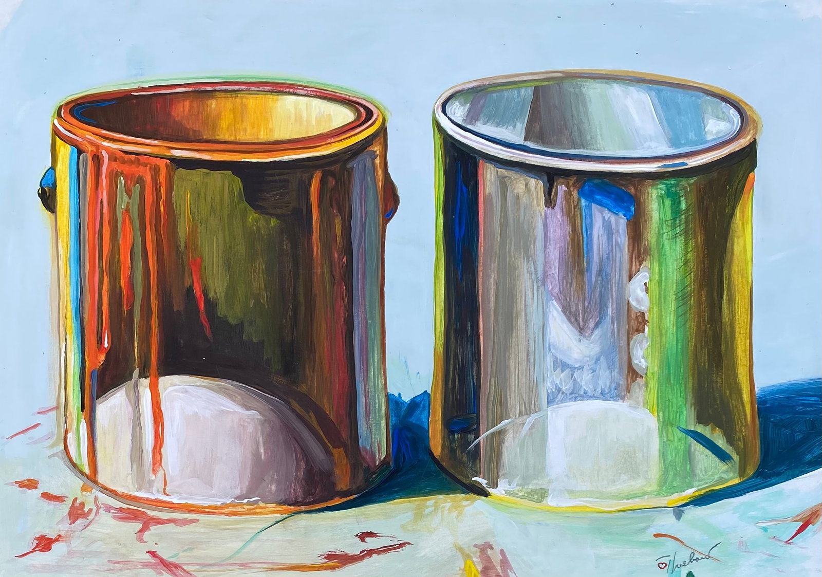 WAYNE THIEBAUD Mixed Media (Style Of): This lot consists of a hand painted Mixed Media on paper in the style of the painter Wayne Thiebaud.Morton Wayne Thiebaud was an American painter known for his colorful works depicting common objects 