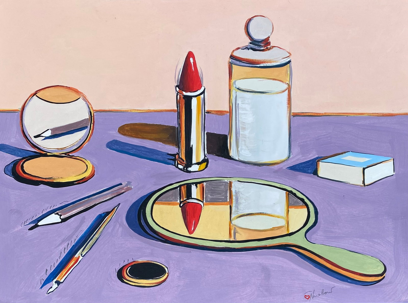 WAYNE THIEBAUD Mixed Media (Style Of): This lot consists of a hand painted Mixed Media on paper in the style of the painter Wayne Thiebaud.Morton Wayne Thiebaud was an American painter known for his colorful works depicting common objects 