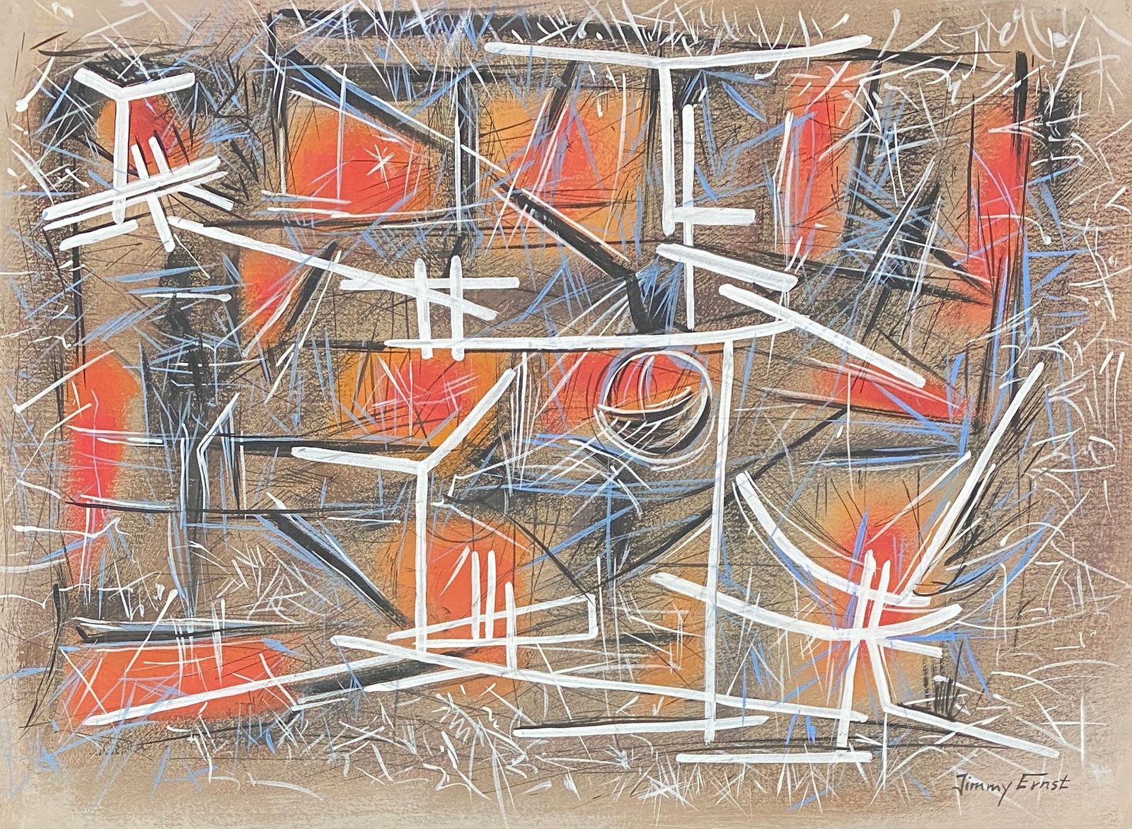 Jimmy Ernst German/American, 1920-1984 Untitled Style Of: Amazing Jimmy Ernst Mixed Media, 11 1/2 x 8 1/4 inches. Provenance: private owner. Biography: 1920 - 1984. Jimmy Ernst decided early in life not to become an artist, for fear of being in the shadow of