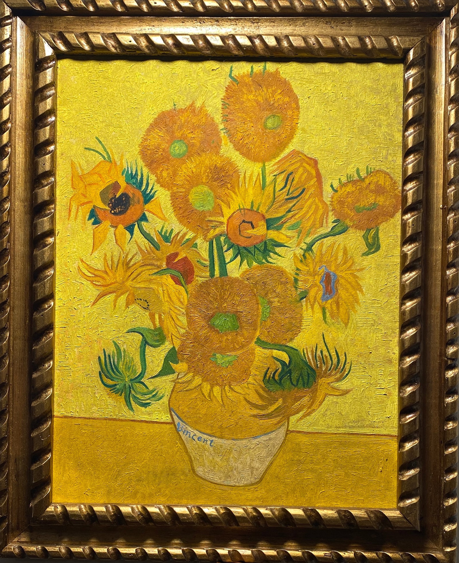 Vincent Van Gogh Dutch 1853-1890 Oil painting on Canvas in the style of.: This lot consists of a hand painted oil Painting on Canvas in the style of the painter Vincent Van Gogh. Vincent Willem van Gogh was a Dutch painter, one of the main exponents of Post-Impressionism. H