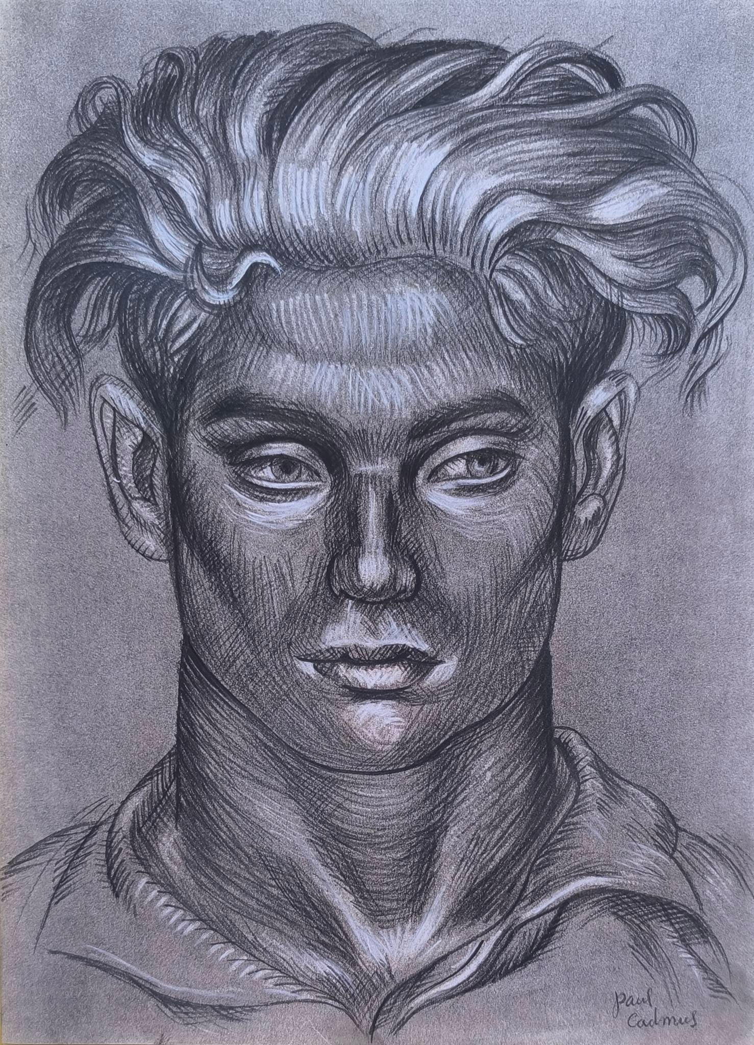Paul Cadmus (American, 1904-1999) Drawing (Style Of): This lot consists of a hand Mixed Media on paper in the style of the painter Paul Cadmus. Paul Cadmus was an American painter, known for his paintings and drawings of male nudes. His work combines ele
