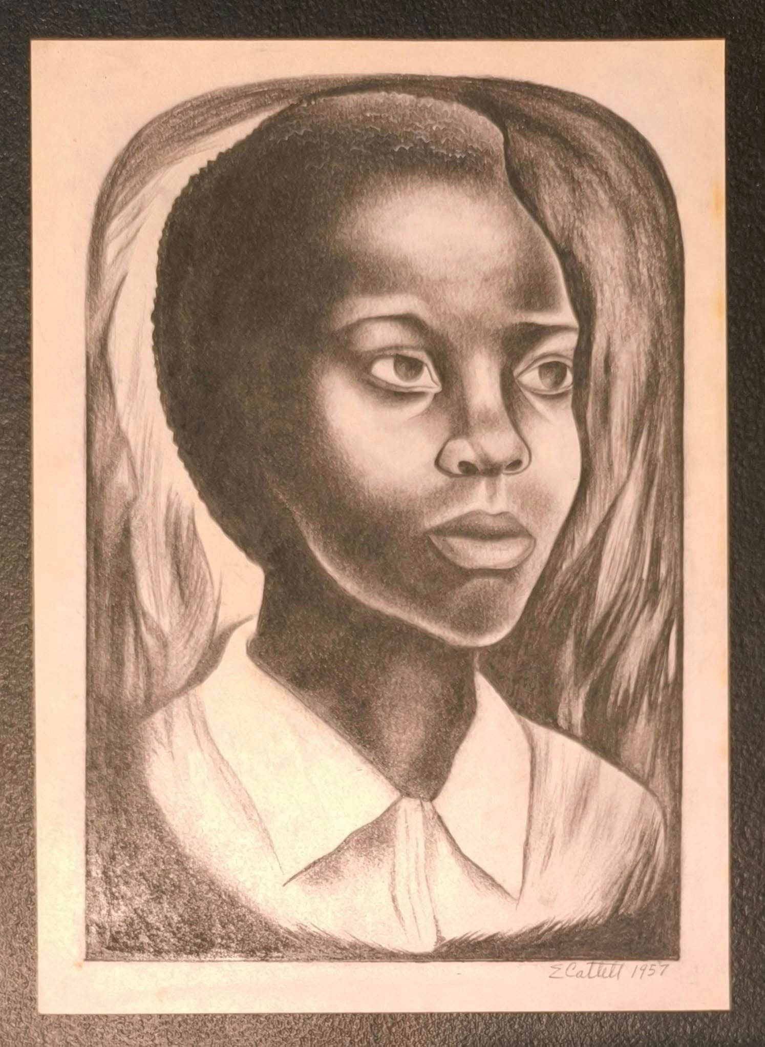 Elizabeth Catlett (1915 - 2012 American/Mexican) Style Of: This lot consists of a hand painted Drawing on paper in the style of the painter Elizabeth Catlett. Elizabeth Catlett Mora was an African-American naturalized Mexican sculptor and printmaker. She is b