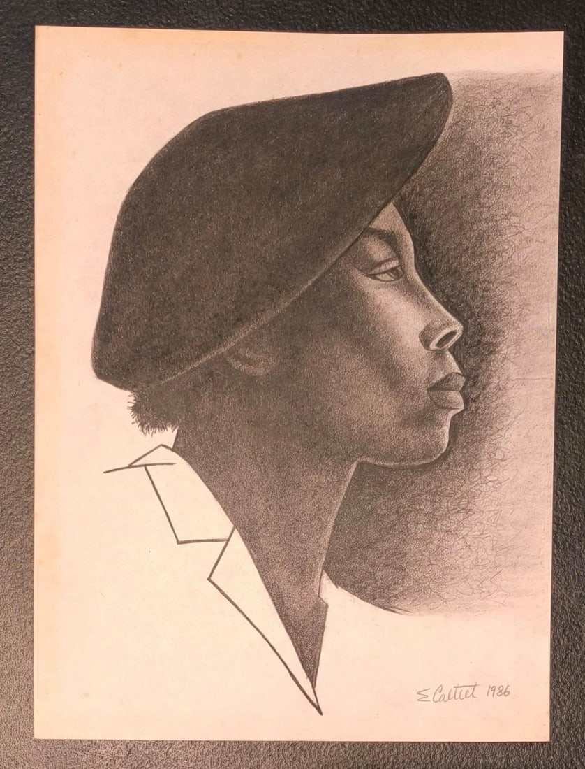 Elizabeth Catlett (1915 - 2012 American/Mexican) Style Of: This lot consists of a hand painted Drawing on paper in the style of the painter Elizabeth Catlett. Elizabeth Catlett Mora was an African-American naturalized Mexican sculptor and printmaker. She is b