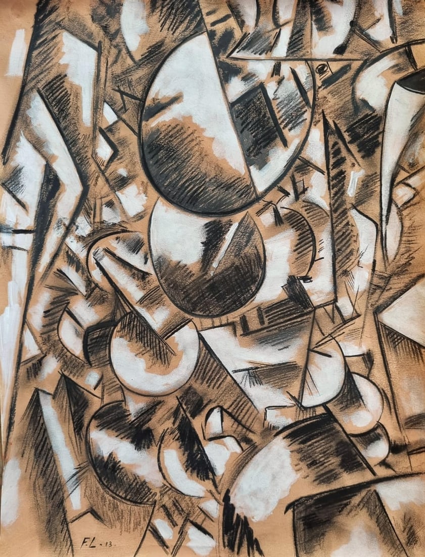 Fernand Leger Mixed media on paper (style of): This lot consists of a hand painted Mixed Media on paper in the style of the painter Fernand LEGER. Fernand Léger was a prominent French Cubist painter of the first half of the 20th century. The main