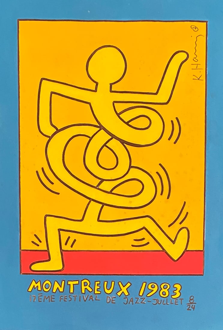 KEITH HARING MIXED MEDIA ON PAPER STYLE OF: This lot consists of a hand painted drawing on paper in the style of the painter Keith Haring.Keith Allen Haring was an American artist and social activist whose pop art emerged from the New York graf