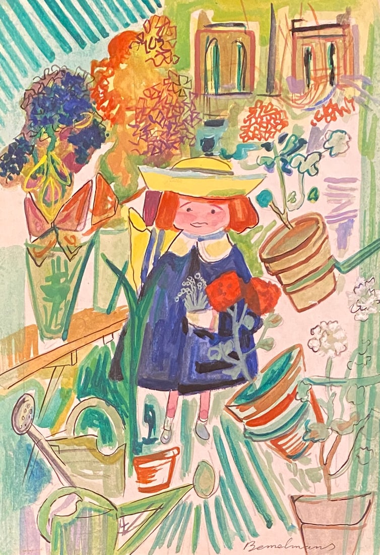 LUDWIG BEMELMANS Mixed Media (Style Of): This lot consists of a hand painted Mixed Media on paper in the style of the painter Ludwig Bemelmans. Ludwig Bemelmans was an American writer and illustrator of Austro-Hungarian origin. Regular contr