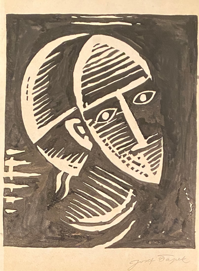 Josef ?apek (Czechoslovakian, 1887-1945) Style Of: This lot consists of a hand painted Ink on paper in the style of the painter Josef ?apek.Josef ?apek was a Czech artist who excelled as a painter, but also achieved recognition as a writer and poet. H