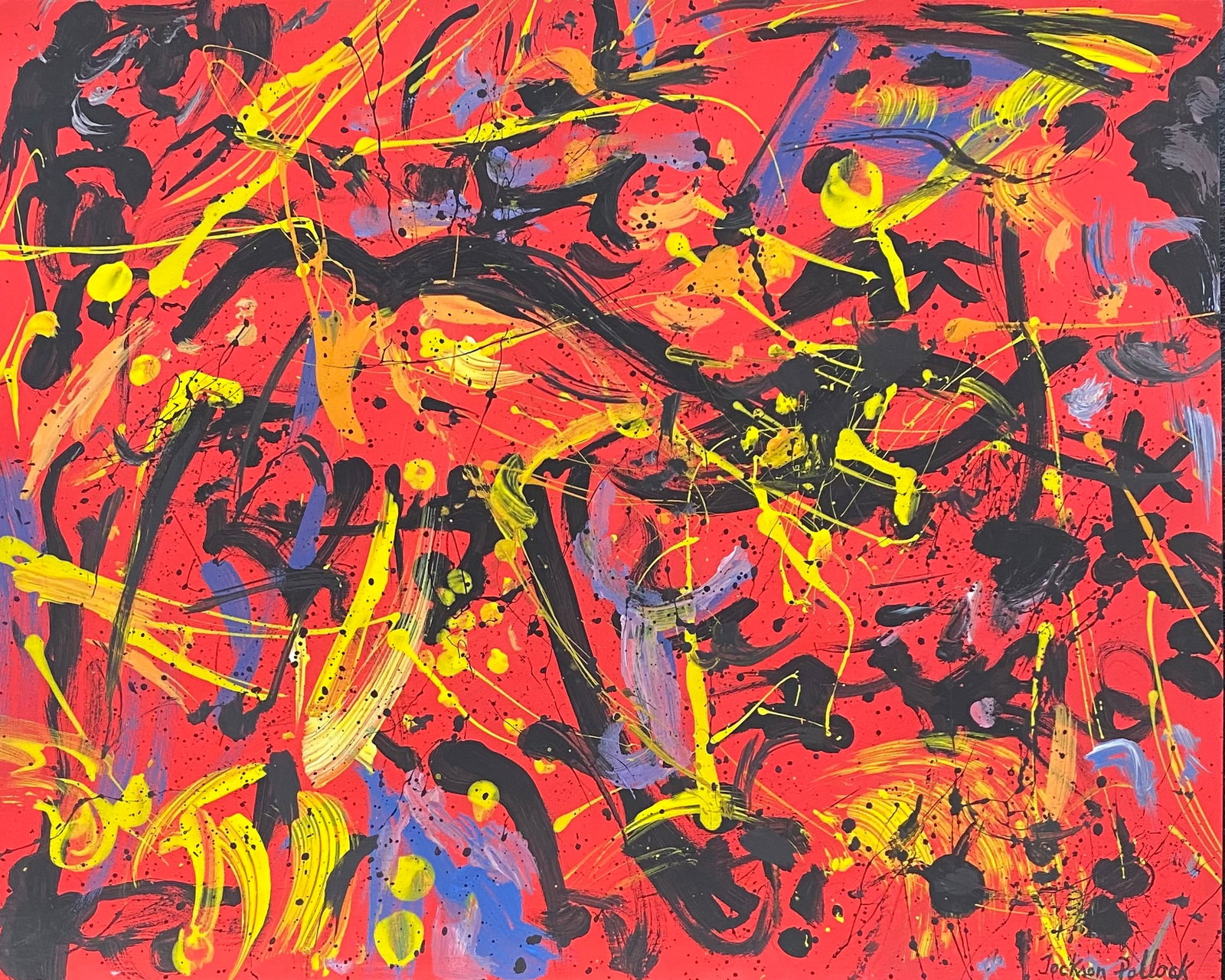 Jackson Pollock Abstract Painting on Paper Style Of: This lot consists of a hand painted Mixed Media on paper in the style of the painter Paul Jackson Pollock. Paul Jackson Pollock, better known as Jackson Pollock, was an influential American painter an