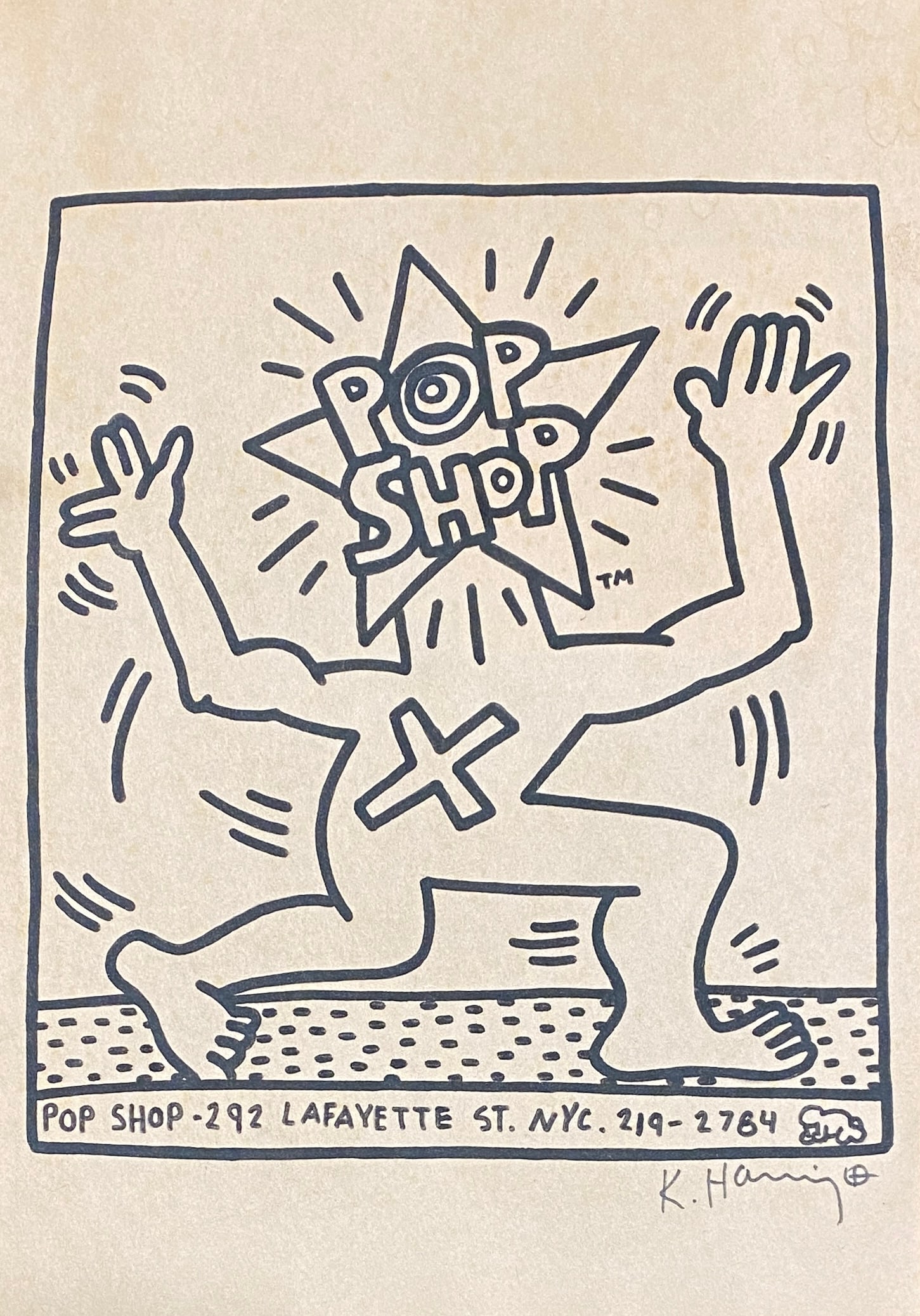 KEITH HARING MARKER ON PAPER STYLE OF: This lot consists of a hand painted drawing on paper in the style of the painter Keith Haring.Keith Allen Haring was an American artist and social activist whose pop art emerged from the New York graf
