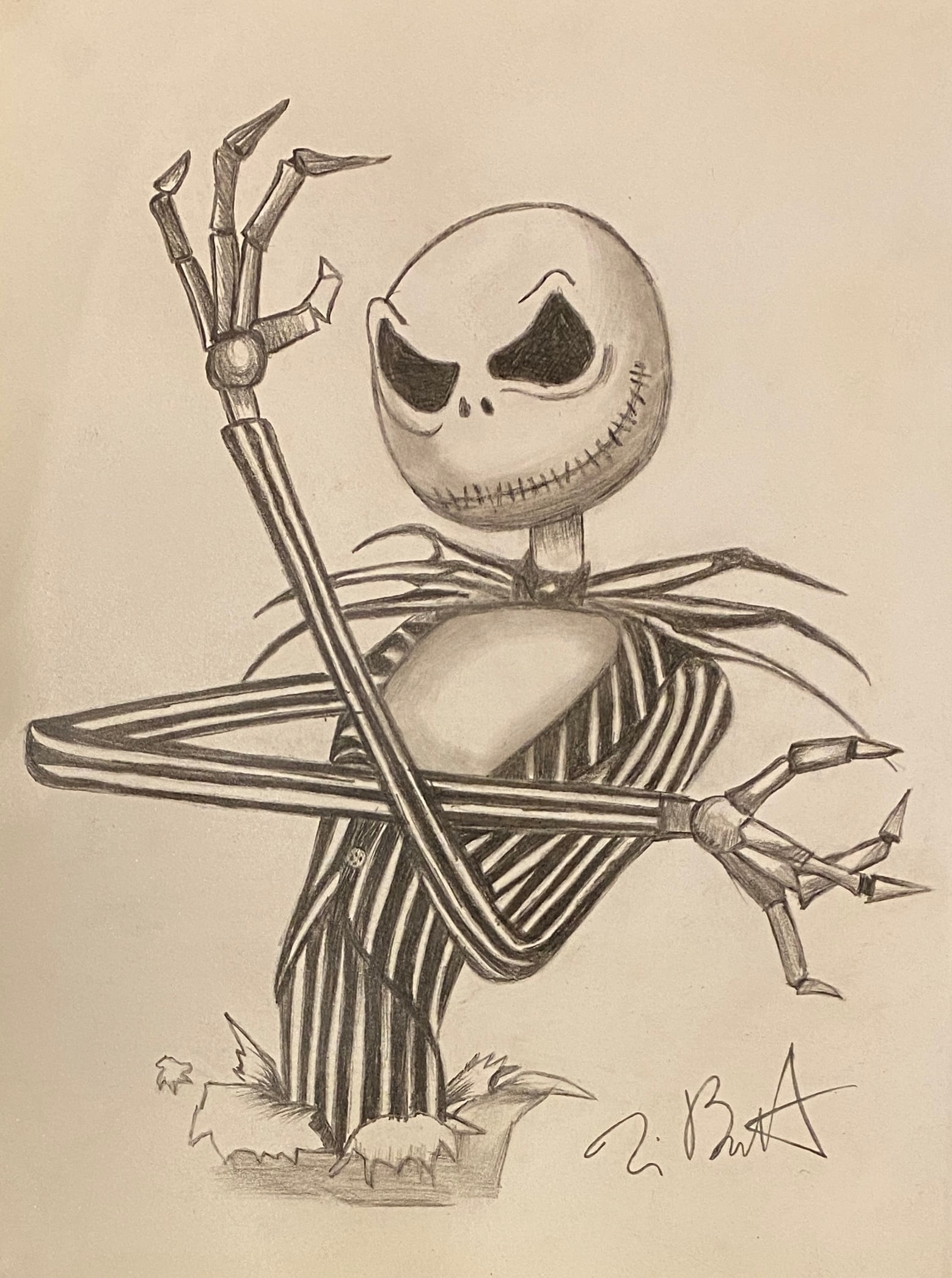 TIM BURTON MIXED MEDIA ON PAPER (Style Of): This lot consists of a hand painted Mixed Media Drawing on paper in the style of the painter TIM BURTON. Timothy Walter "Tim" Burton is an American film director, producer, writer and cartoonist whose
