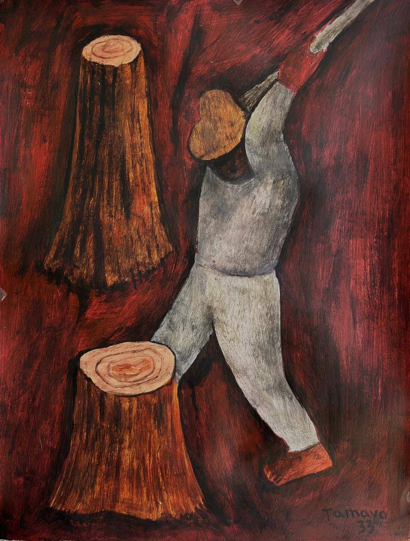 Rufino Tamayo (Mexican, 1899-1991) Style of: This lot consists of a hand painted Mixed Media on paper in the style of the painter Rufino Tamayo. Rufino del Carmen Arellanes Tamayo (Oaxaca de Juárez, August 25, 1899 - Mexico City, June 24, 1991)