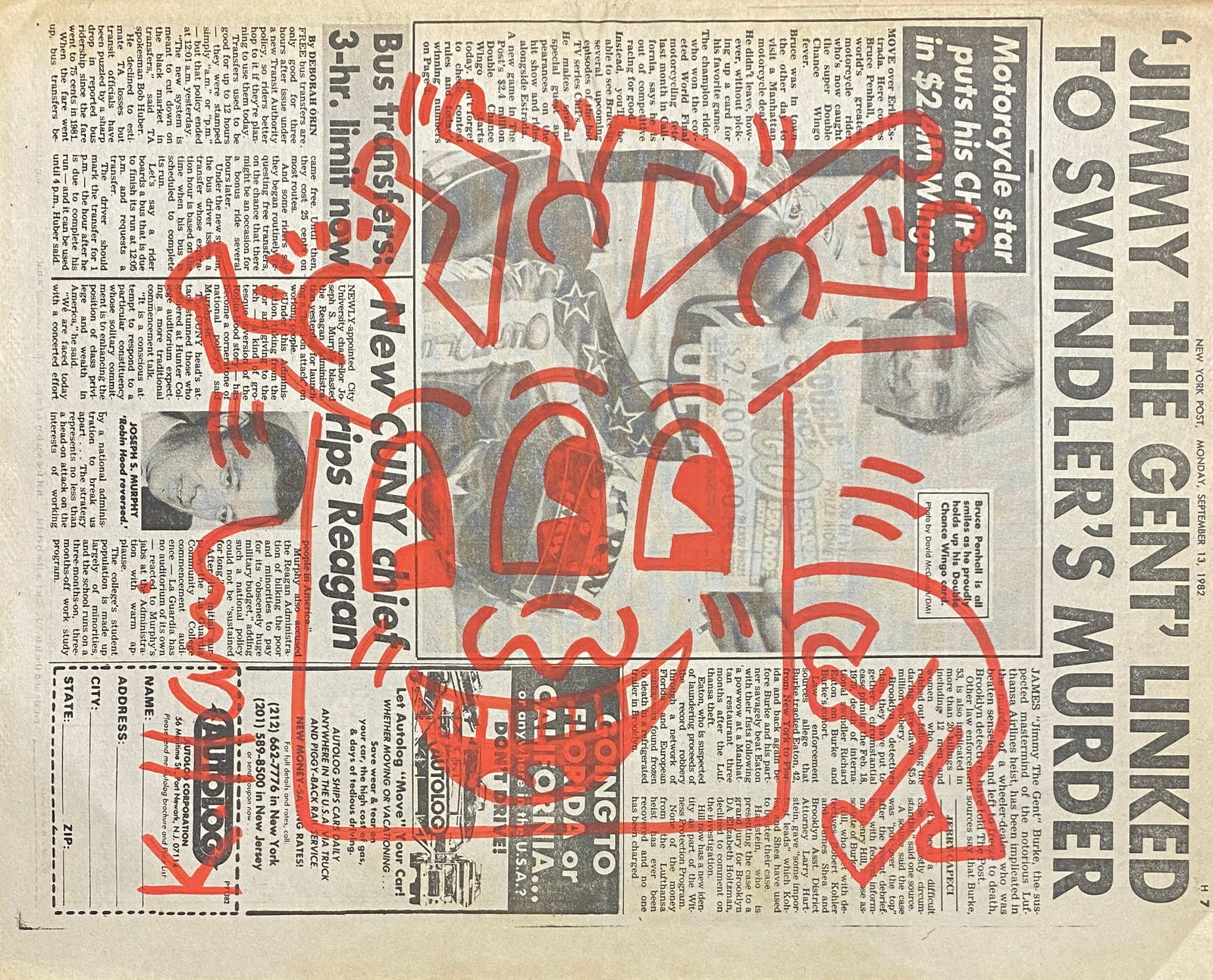 Keith Haring New York Newspaper painting 1982 After (1 of 3)