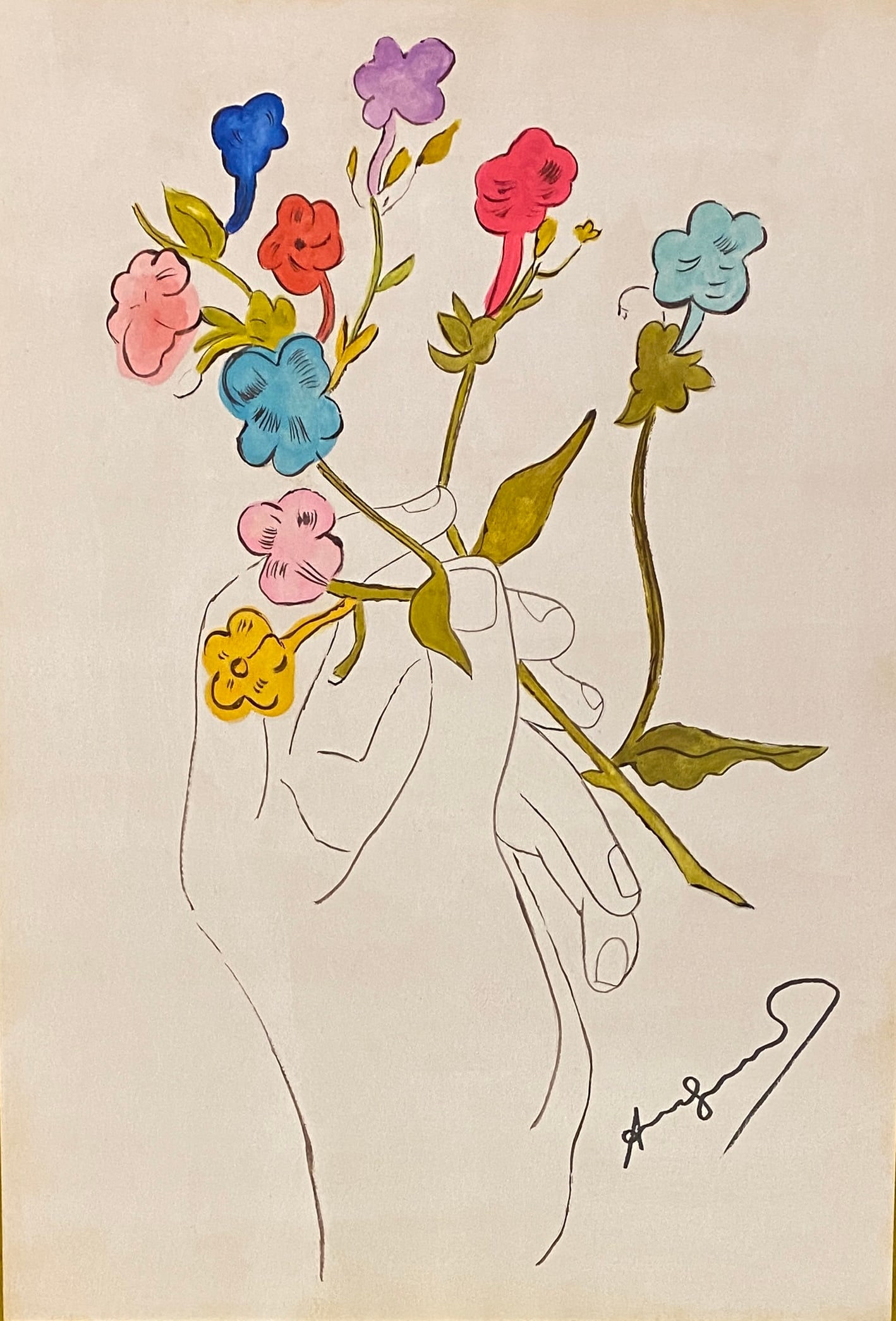 Andy Warhol American, 1928-1987 (Style Of): This lot consists of a hand painted Gouache on paper in the style of the painter Andy Warhol. Andy Warhol was an American artist and actor who played a crucial role in the birth and development of pop