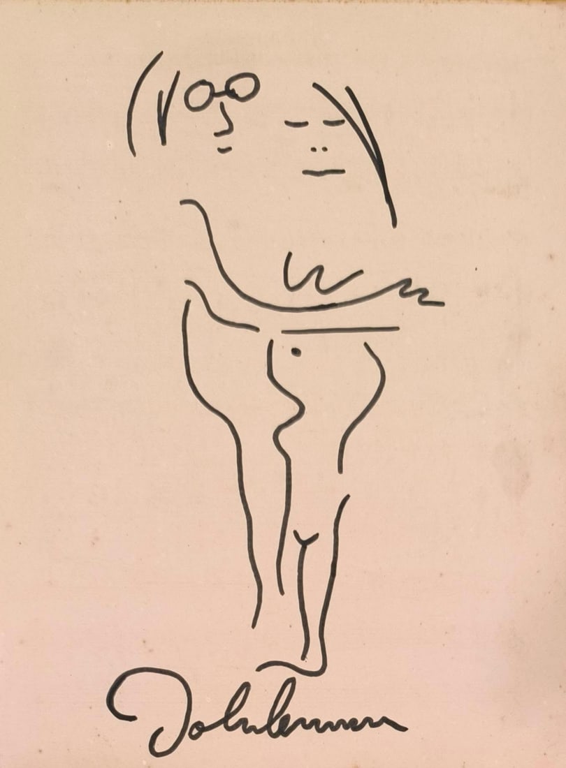 John Lennon Drawing On Paper Style Of (1 of 1)