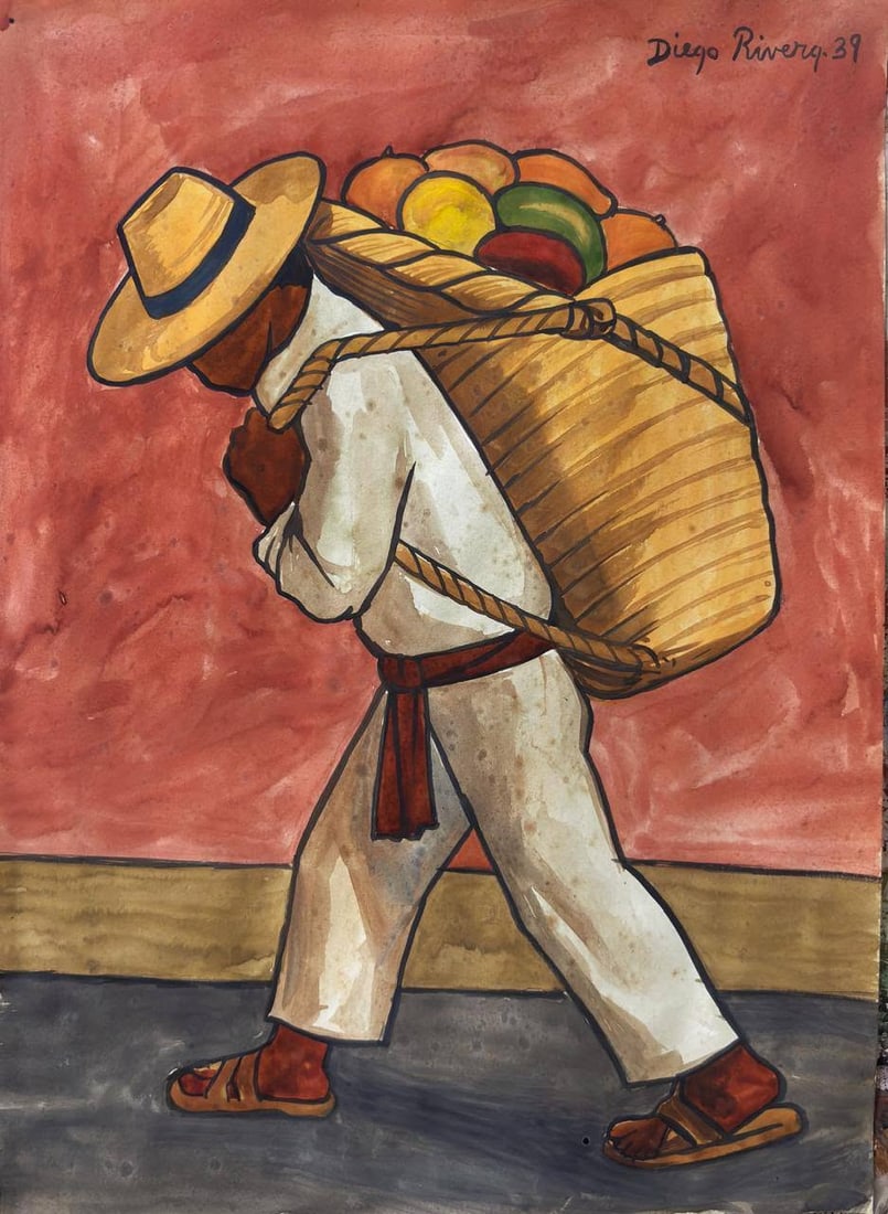Diego Rivera Watercolor on Paper Style Of (1 of 2)
