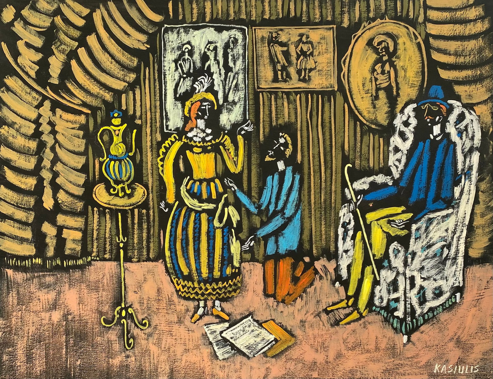 Vytautas KASIULIS (1918-1995) Gouache On Paper (Style Of): This lot consists of a hand painted Gouache on paper in the style of the painter Vytautas KASIULIS. Vytautas Kasiulis was a Lithuanian painter. Born into a family of artists - a descendant of the pain
