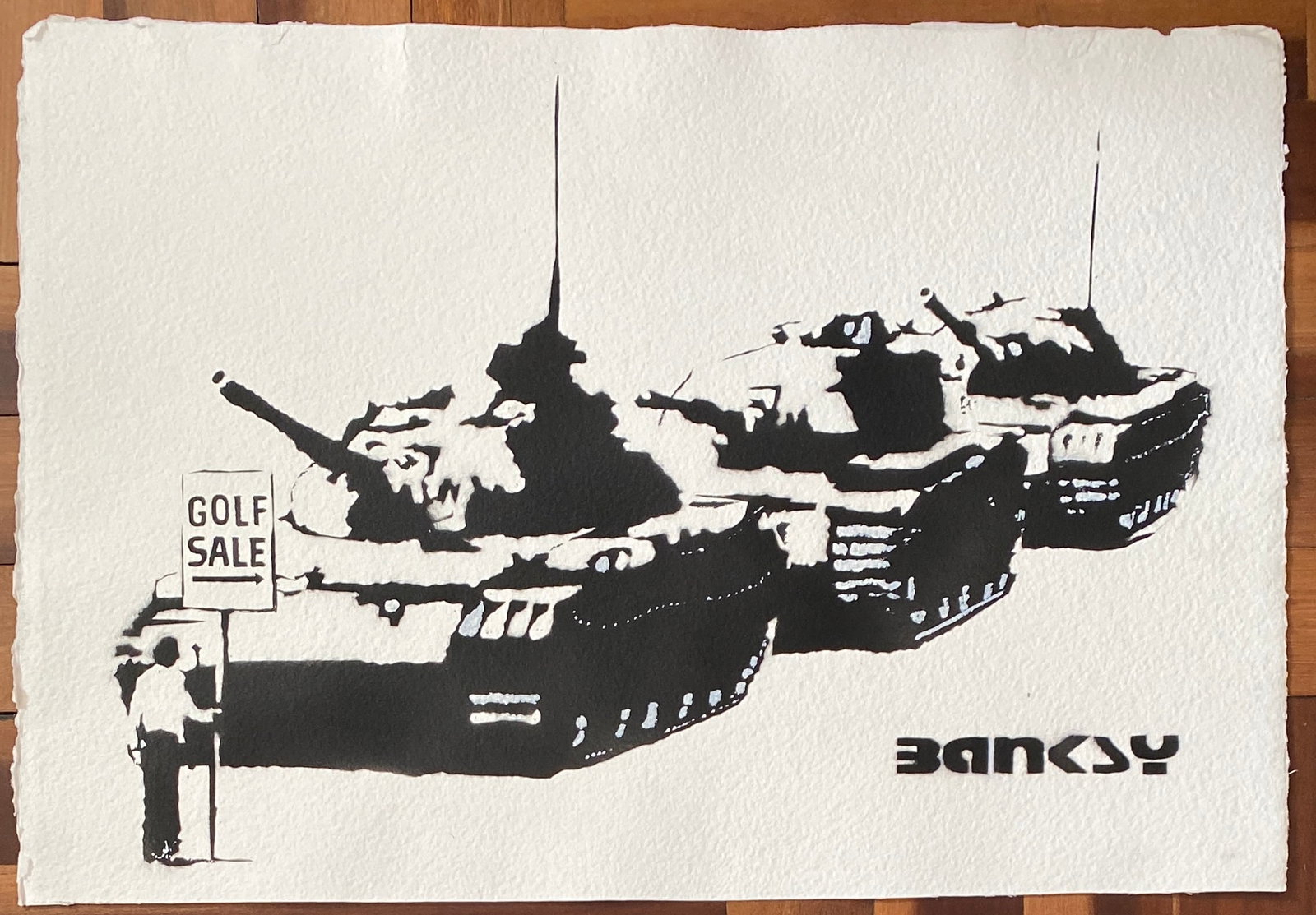 BANKSY (B. 1974), STENCIL SPRAY ON PAPER (Style Of) (1 of 2)