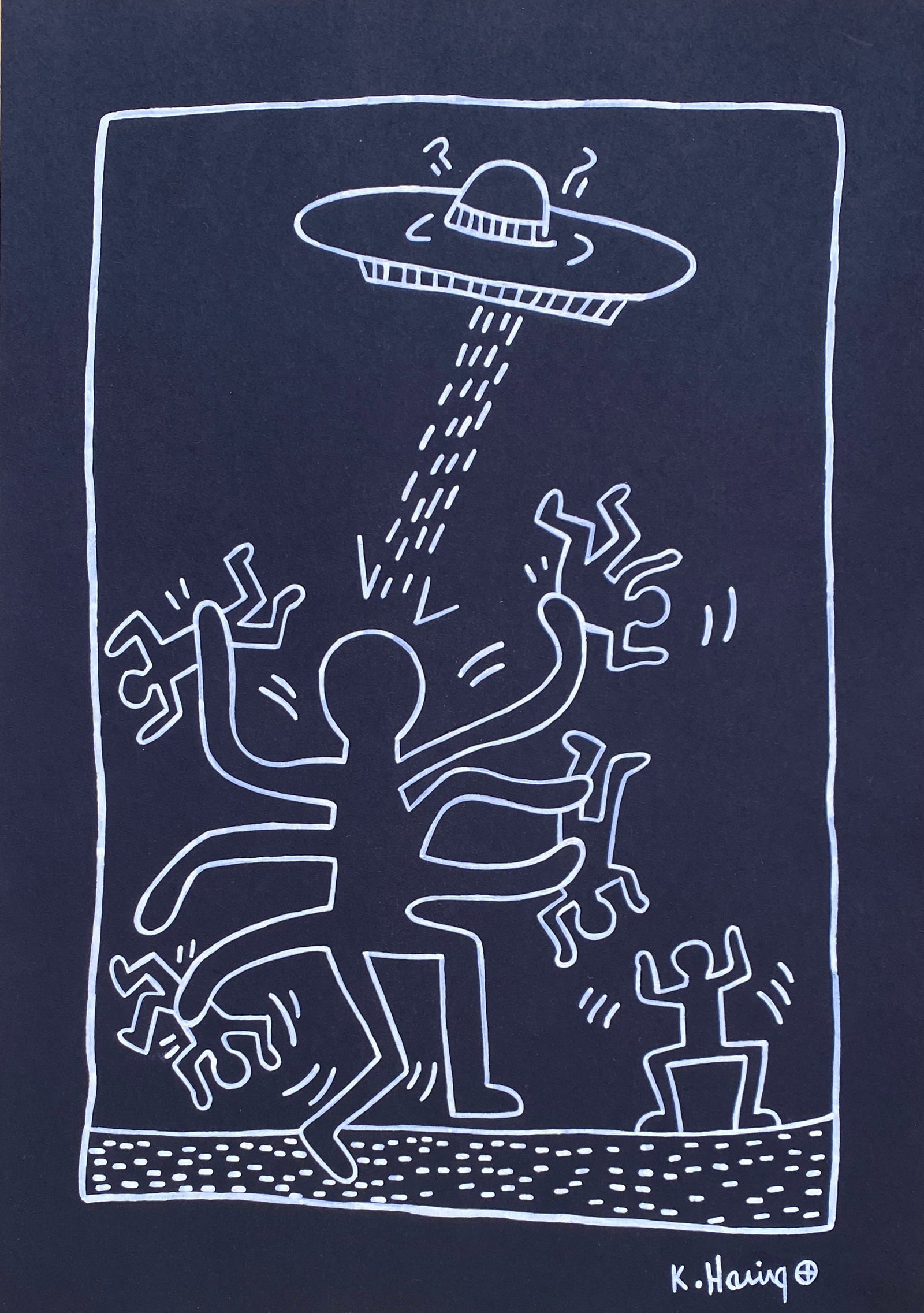 KEITH HARING MARKER ON PAPER STYLE OF (1 of 1)