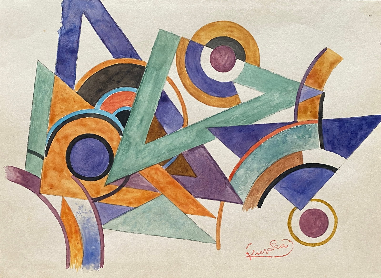 Frantisek KUPKA (CZE/1871-1957) Style Of: This lot consists of a hand painted ink on paper in the style of the painter František Kupka.František Kupka was a Czech painter and graphic artist considered one of the pioneers and co-founder of t
