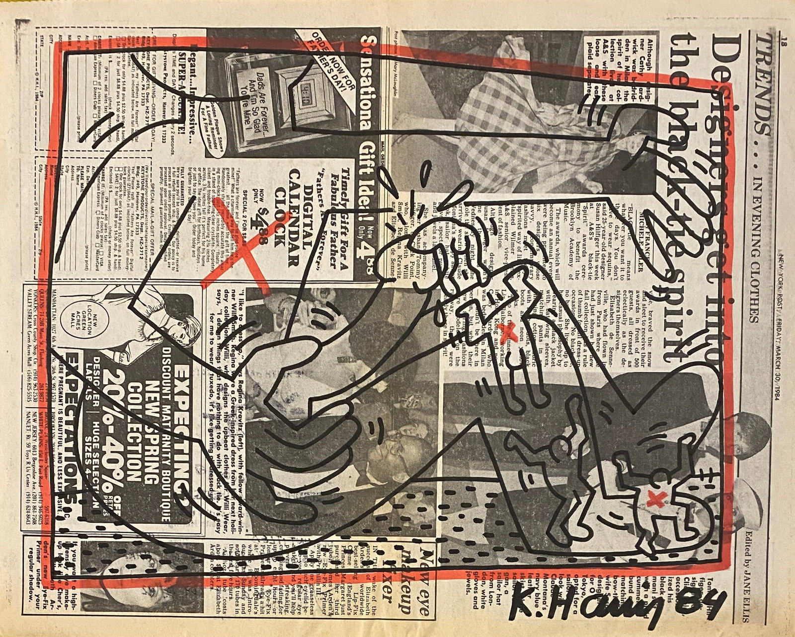Keith Haring New York Newspaper painting 1982 After (1 of 2)