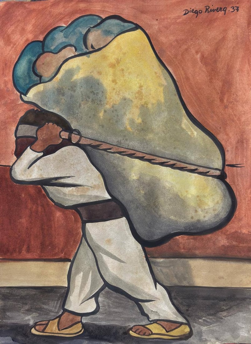 Diego Rivera Watercolor on Paper Style Of (1 of 2)