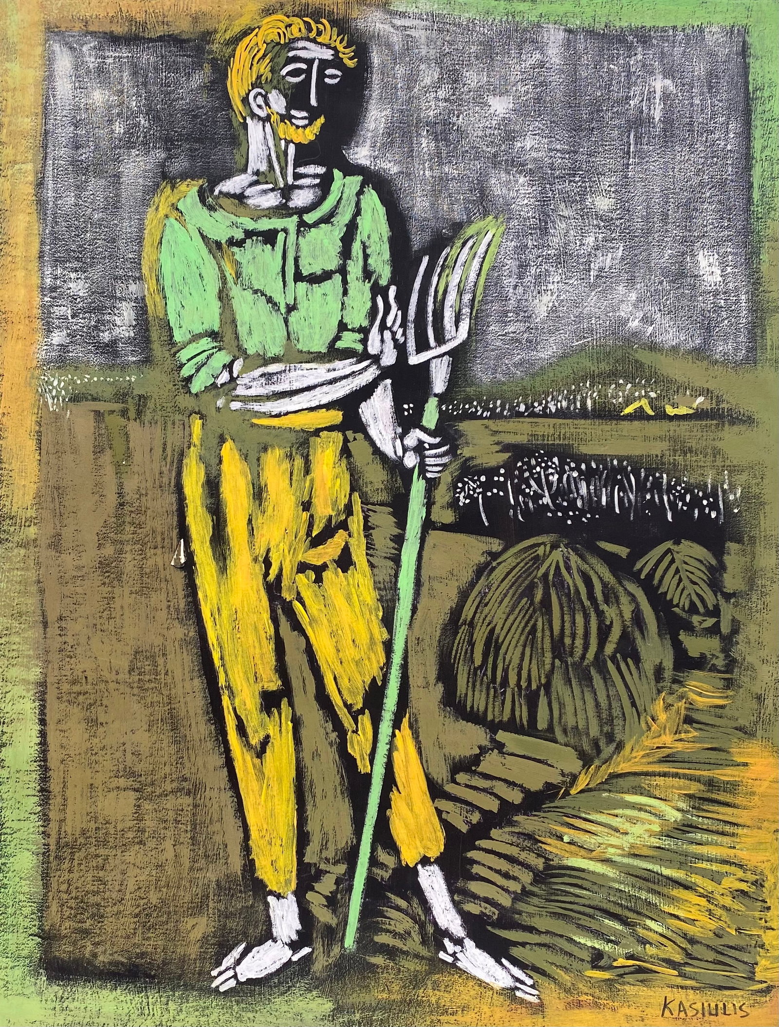Vytautas KASIULIS (1918-1995) Gouache On Paper (Style Of): This lot consists of a hand painted Gouache on paper in the style of the painter Vytautas KASIULIS. Vytautas Kasiulis was a Lithuanian painter. Born into a family of artists - a descendant of the pain