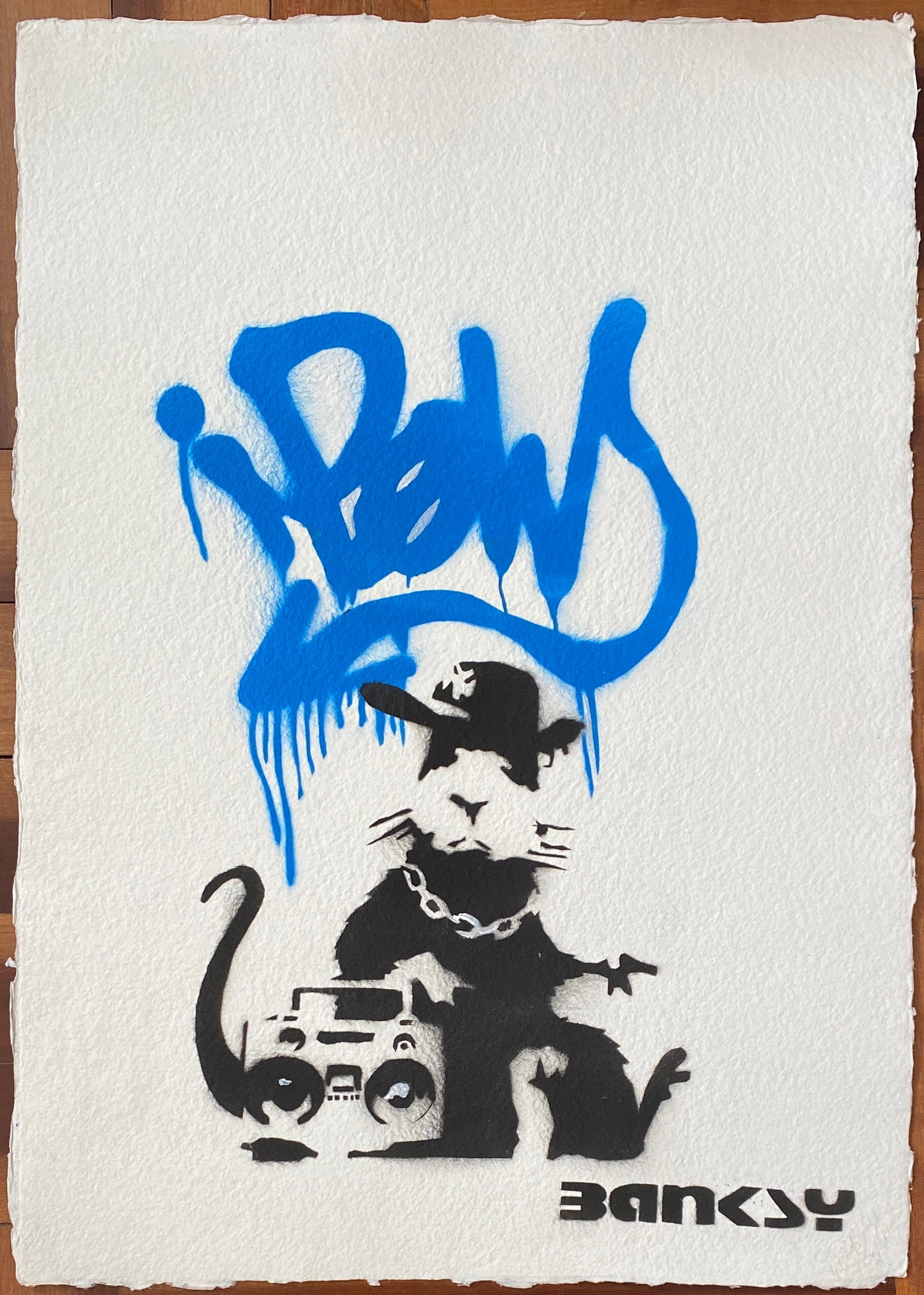 BANKSY (B. 1974), STENCIL SPRAY ON PAPER (Style Of): This lot consists of a Stencil Spray On Paper in the style of the painter Banksy. Banksy is a British street artist. He is one of the most media-savvy and controversial figures in the art scene of the
