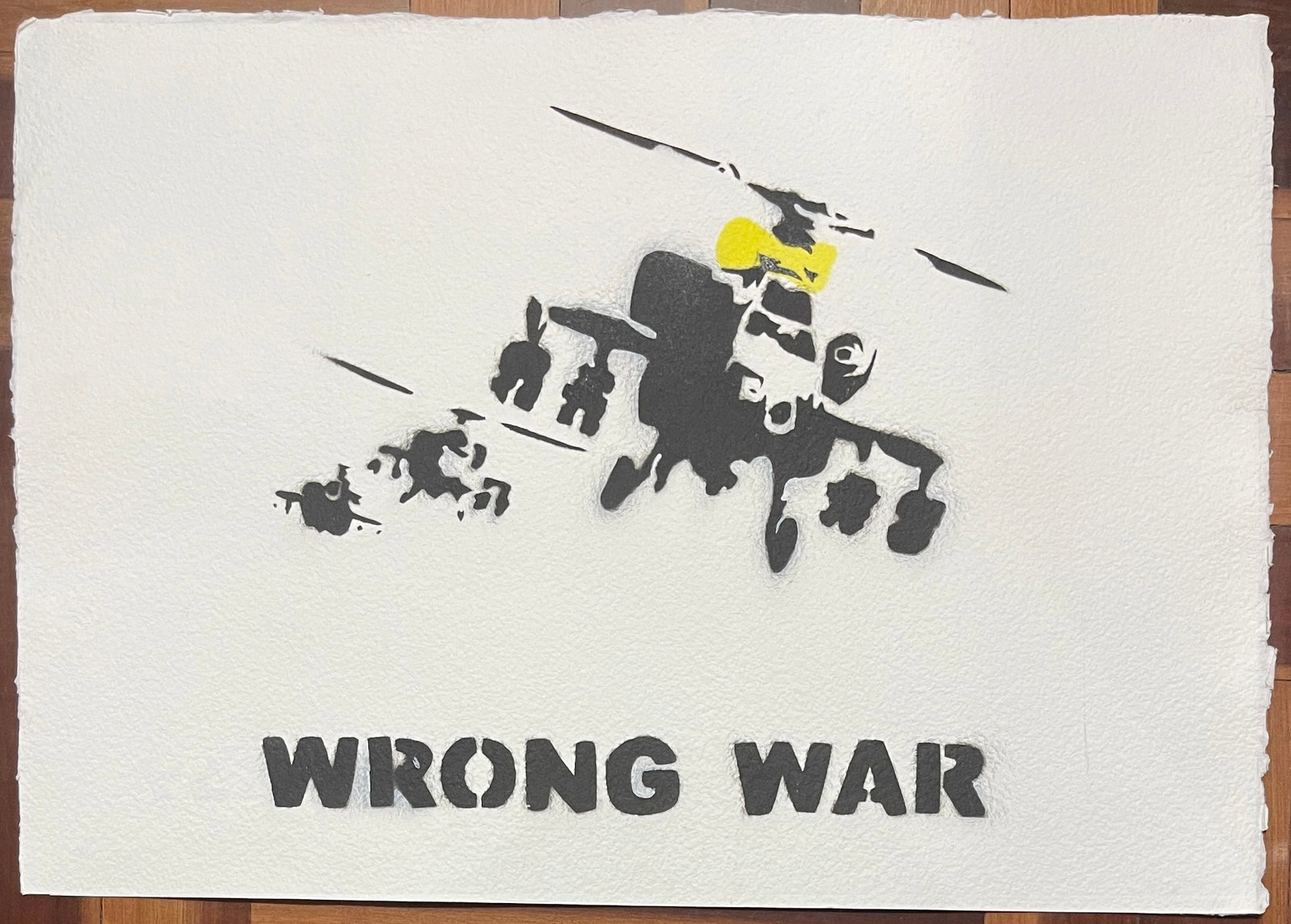 BANKSY (B. 1974), STENCIL SPRAY ON PAPER (Style Of): This lot consists of a Stencil Spray On Paper in the style of the painter Banksy. Banksy is a British street artist. He is one of the most media-savvy and controversial figures in the art scene of the