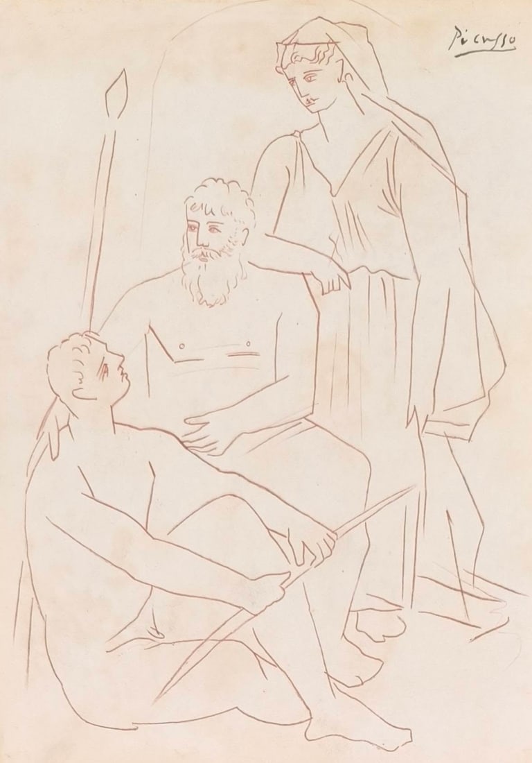 Pablo Picasso (1881-1973) Sanguine on Paper (Style Of) (1 of 2)