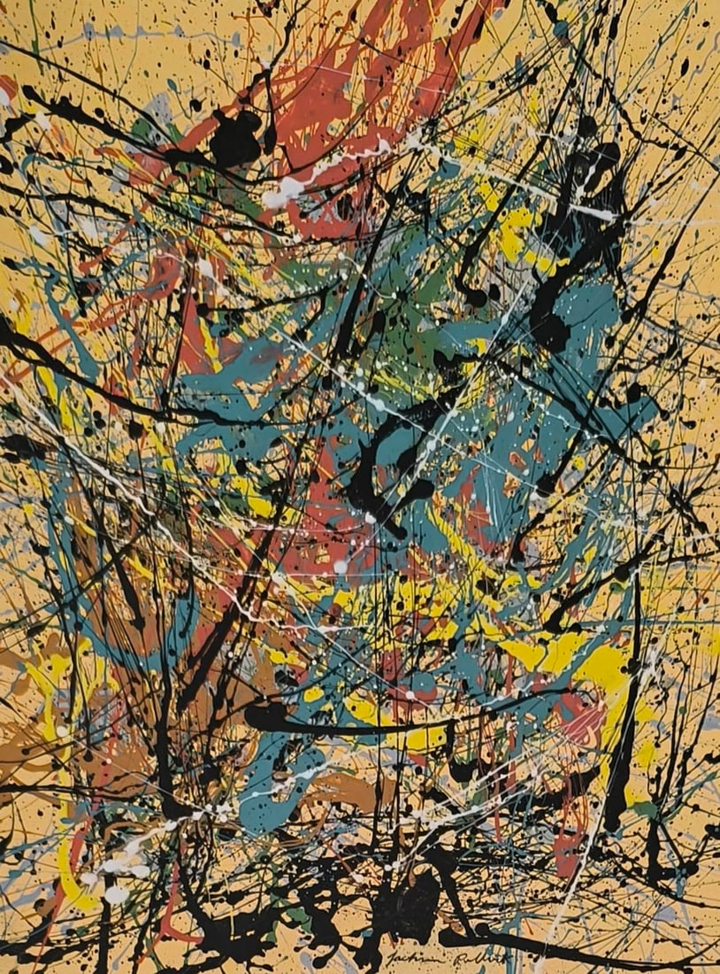 Jackson Pollock Abstract Painting on Paper Style Of (1 of 2)